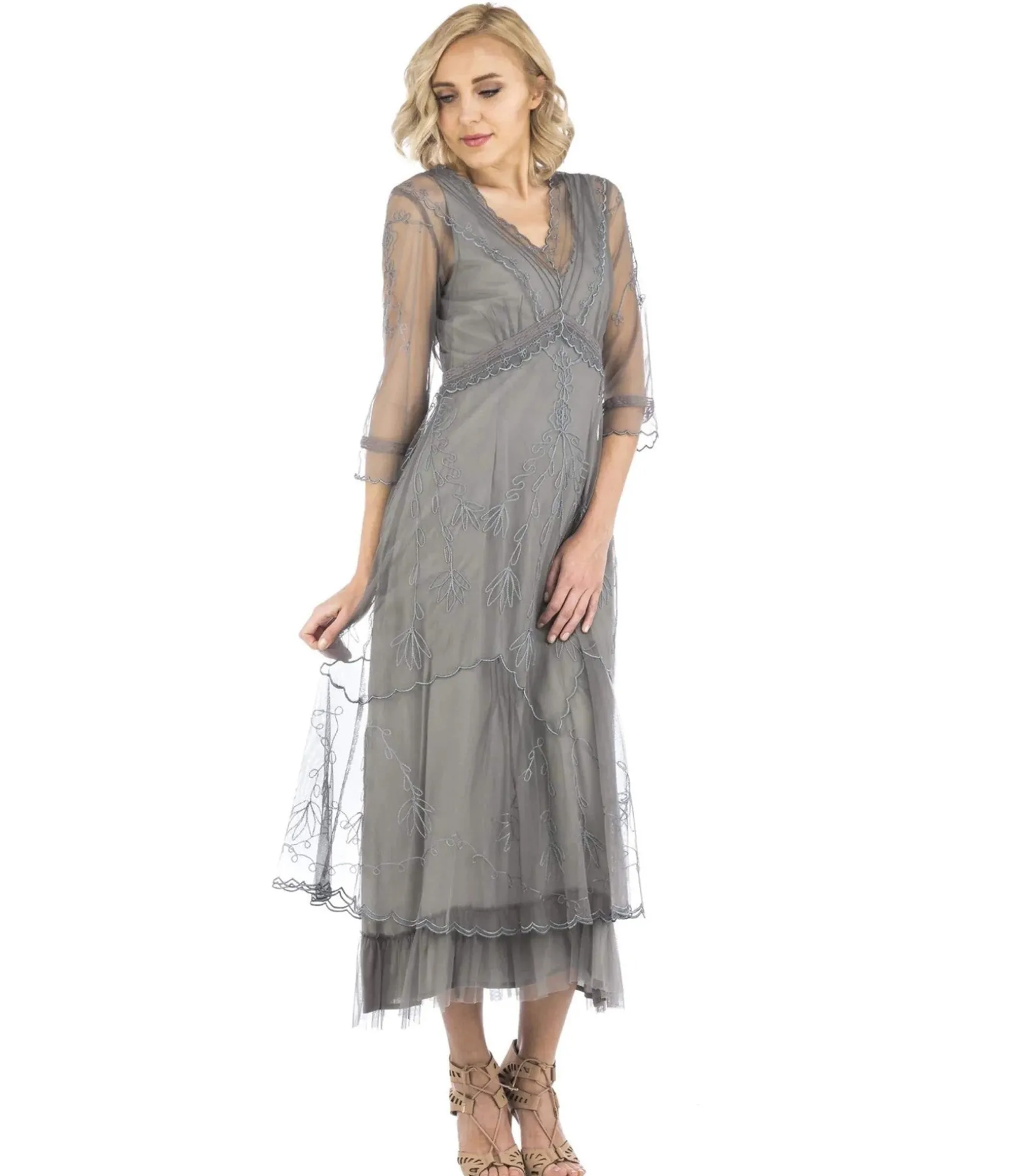Unique Vintage Nataya 1920s Style Smoke Flapper Dress Hot