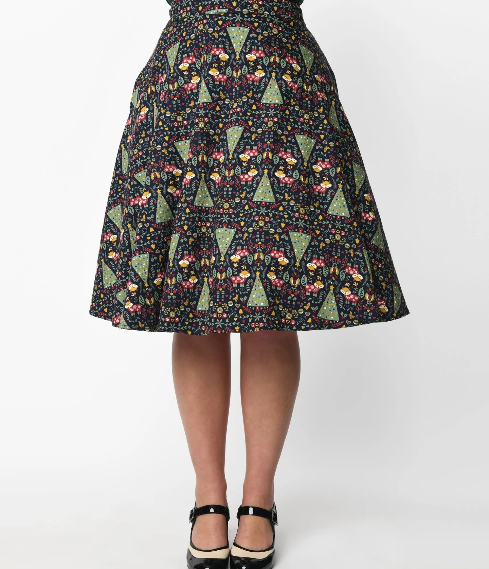 Unique Vintage Navy Heritage Scandi Swing Skirt Clearance