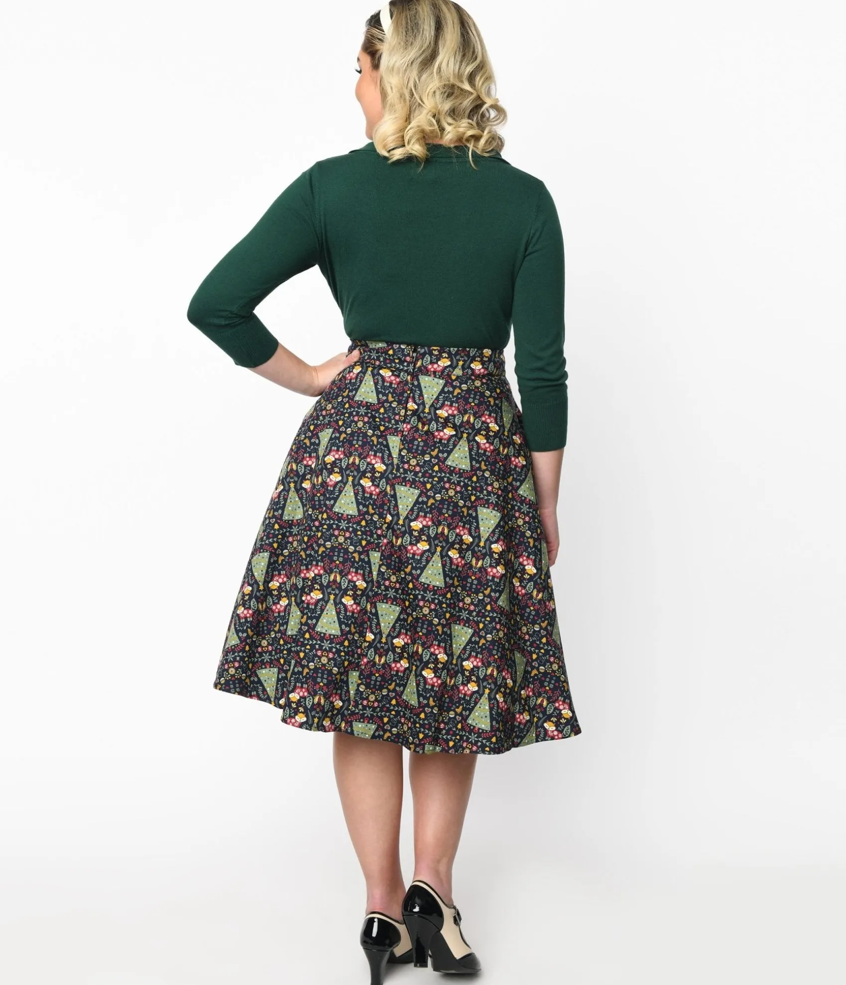 Unique Vintage Navy Heritage Scandi Swing Skirt Clearance