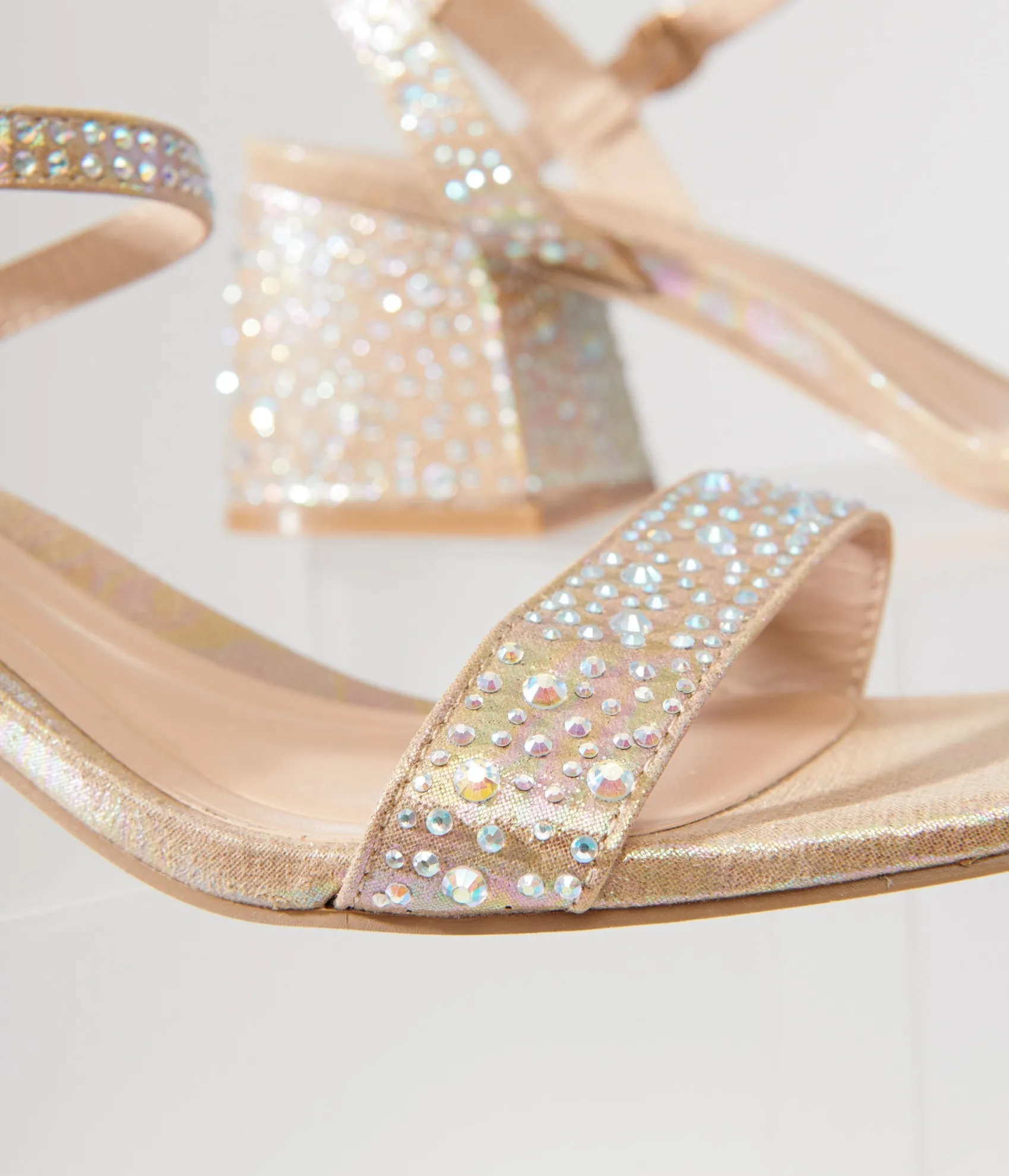 Unique Vintage Nude & Silver Rhinestone Kitten Peep Toe Heels Sale