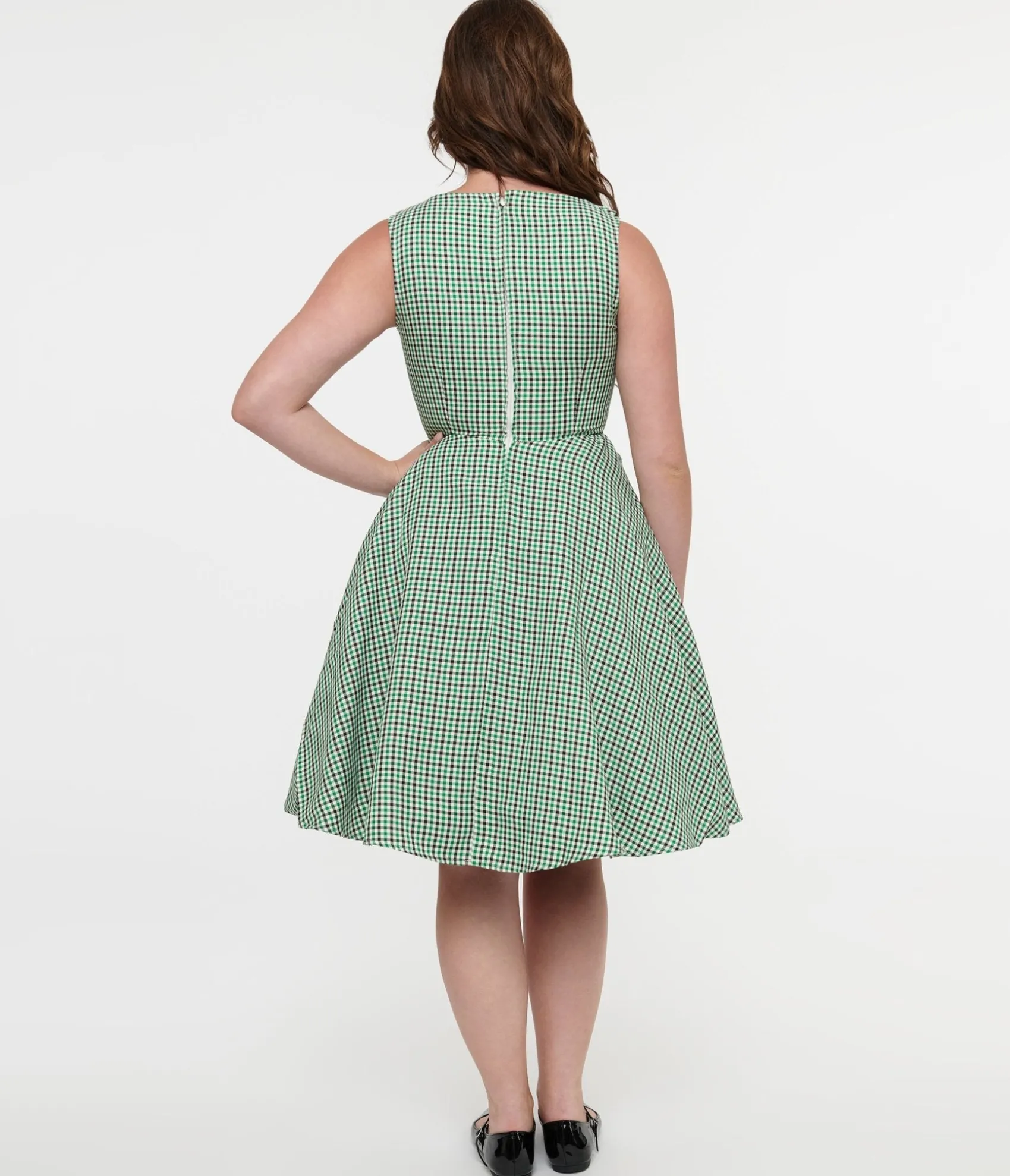 Unique Vintage Orchid Bloom 1950s Green & Black Plaid Fit & Flare Dress Shop