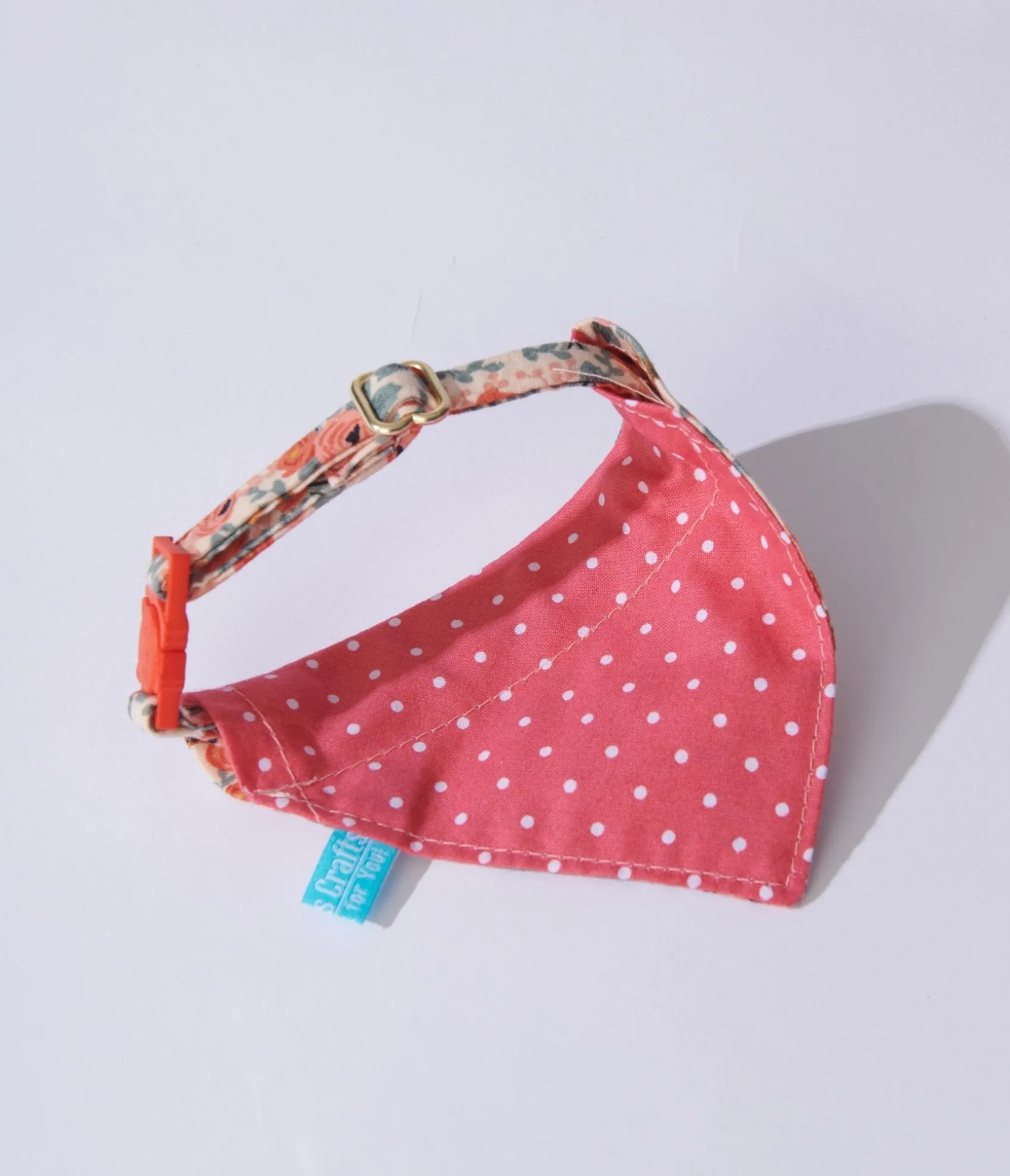 Unique Vintage Peach Floral Over the Collar Cat Bandana New