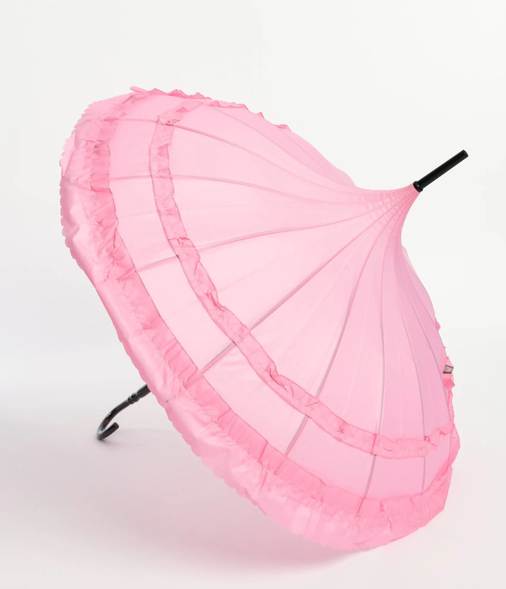 Unique Vintage Pink Frilled Pagoda Umbrella Hot