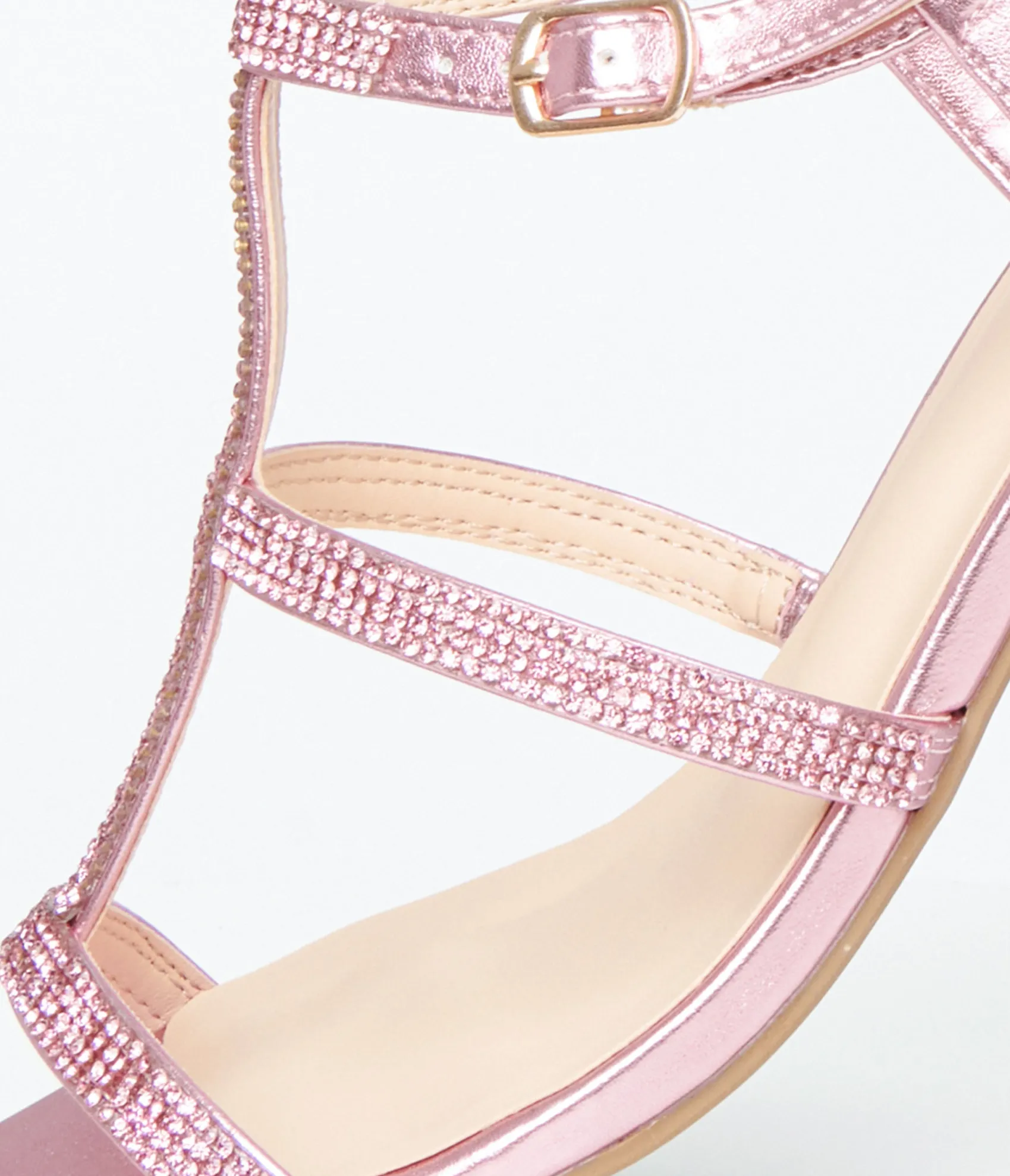 Unique Vintage Pink Rhinestone Leatherette T-Strap Heels Best