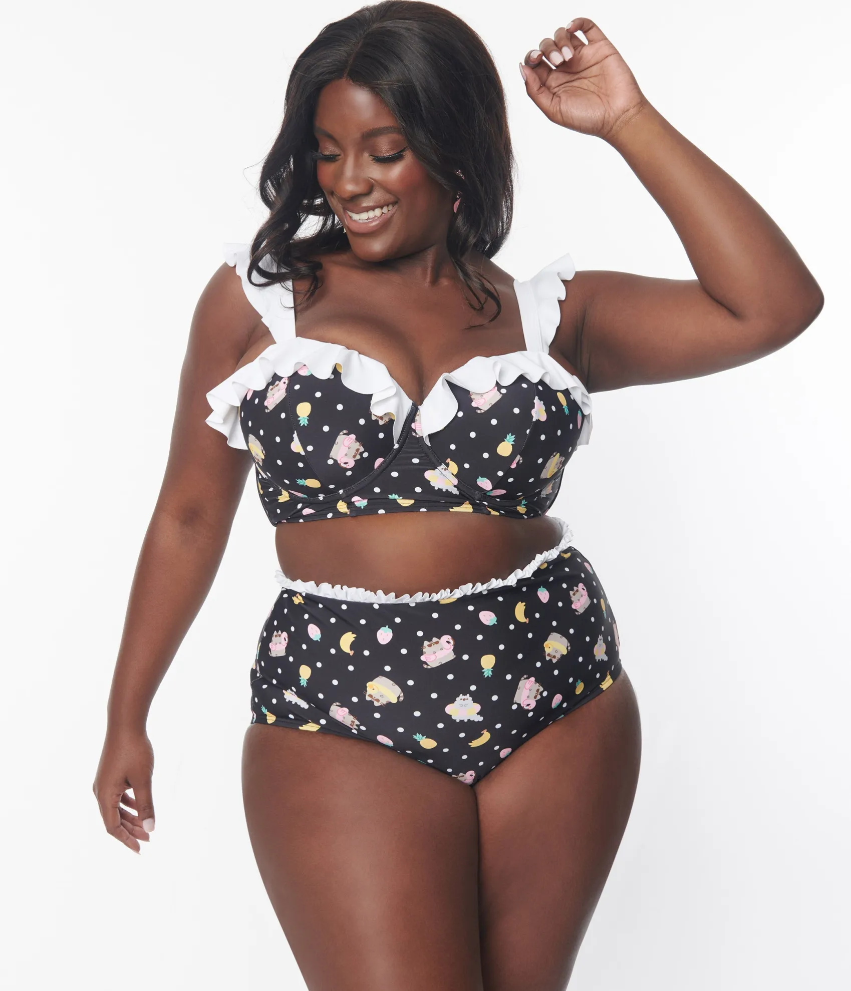Unique Vintage Pusheen x Plus Size Pool Time Southampton Swim Top Fashion