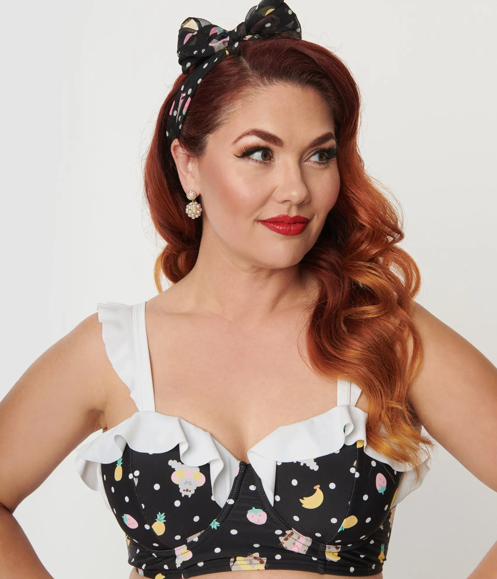 Unique Vintage Pusheen x Pool Time 1950s Hair Scarf Best
