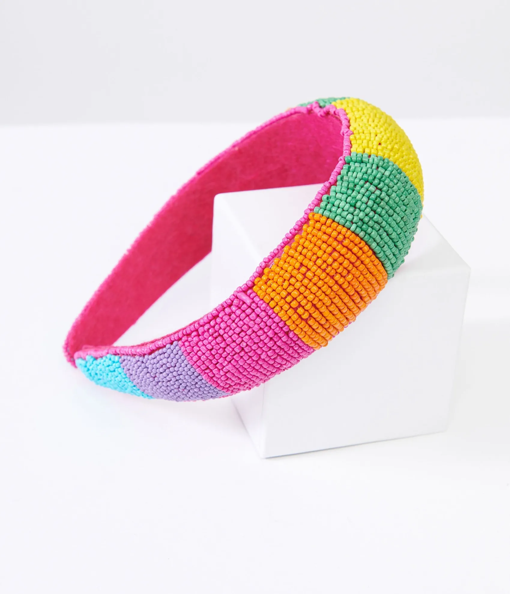 Unique Vintage Rainbow Beaded Chunky Headband Sale