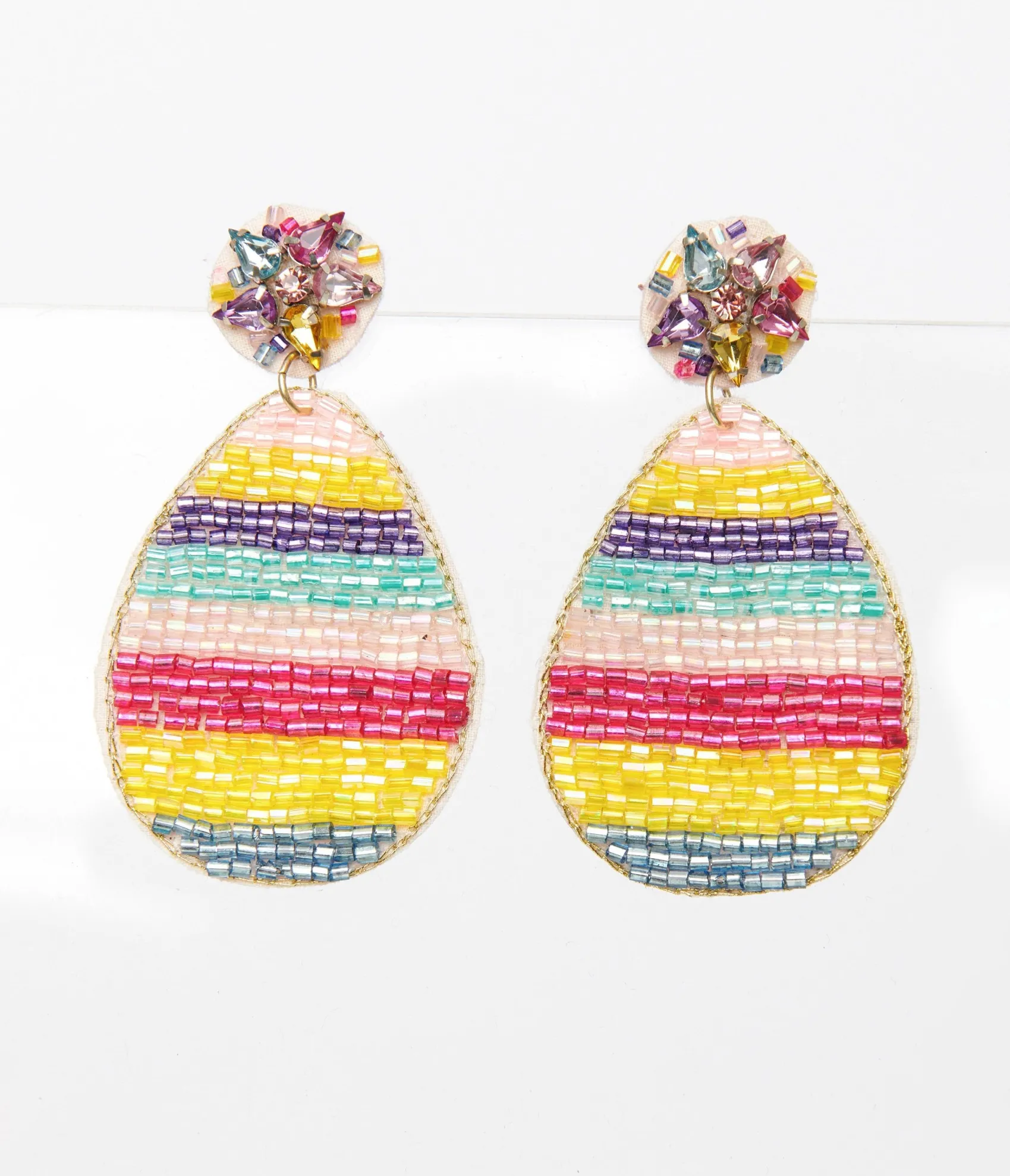 Unique Vintage Rainbow Egg Beaded Drop Earrings Best Sale