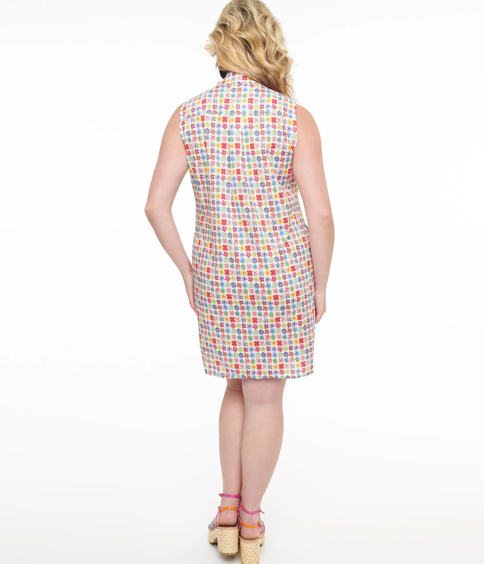 Unique Vintage Rainbow Floral Cotton Shift Dress Best