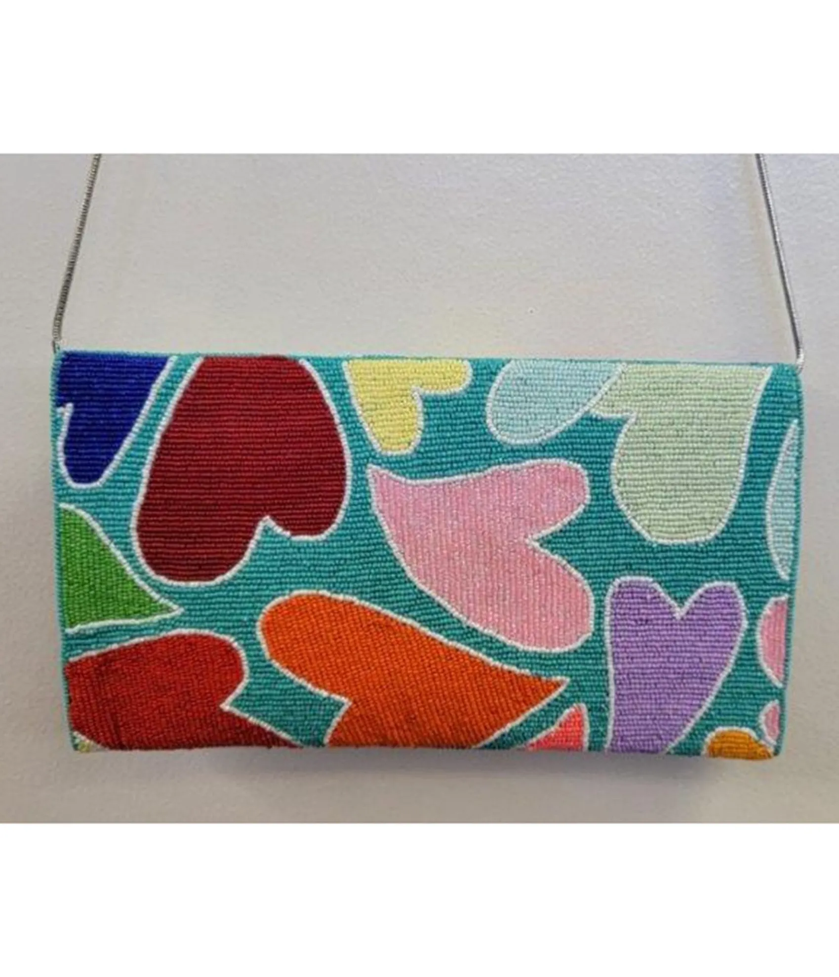 Unique Vintage Rainbow Heart Beaded Clutch Store