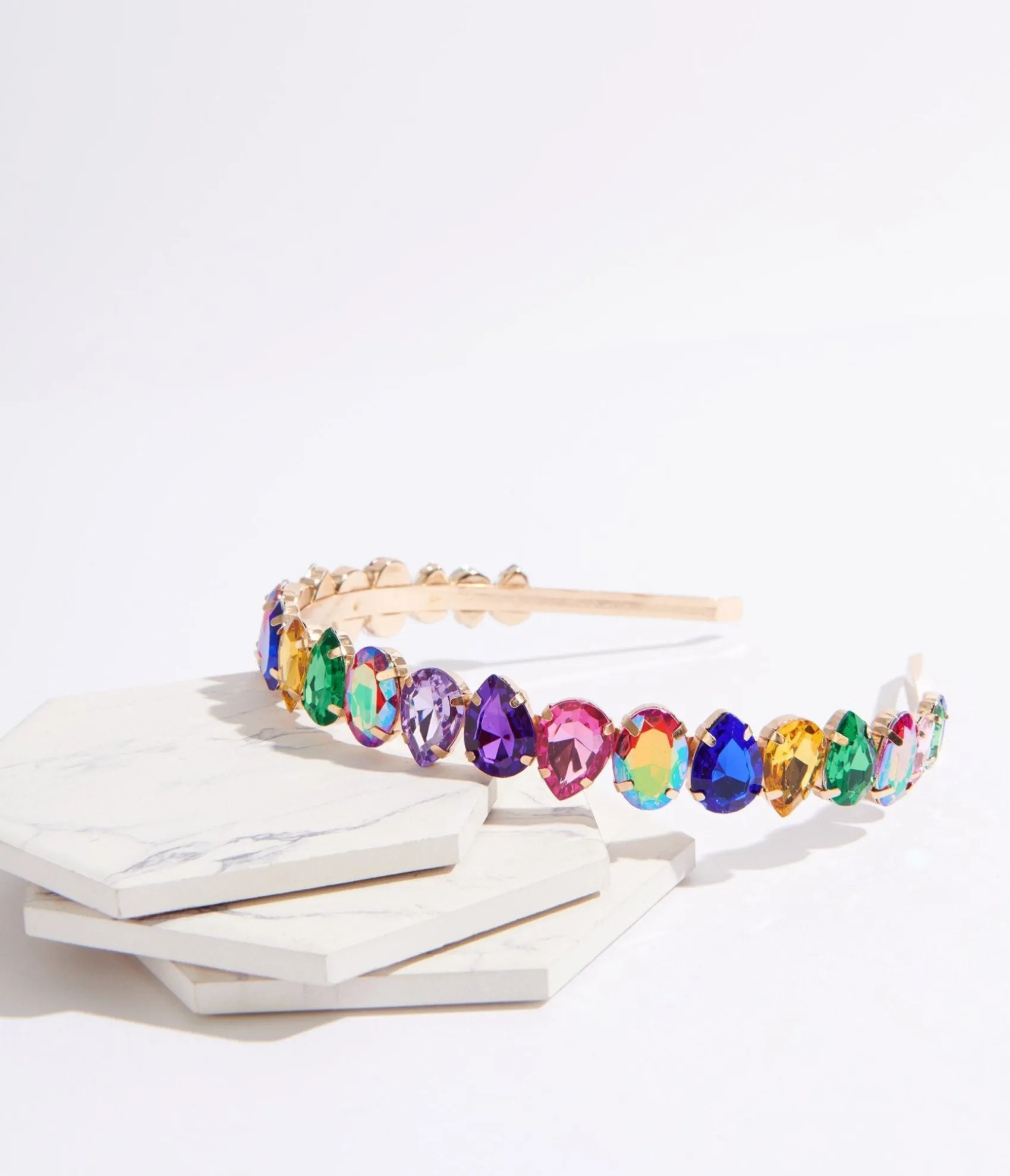 Unique Vintage Rainbow Rhinestone Headband Cheap