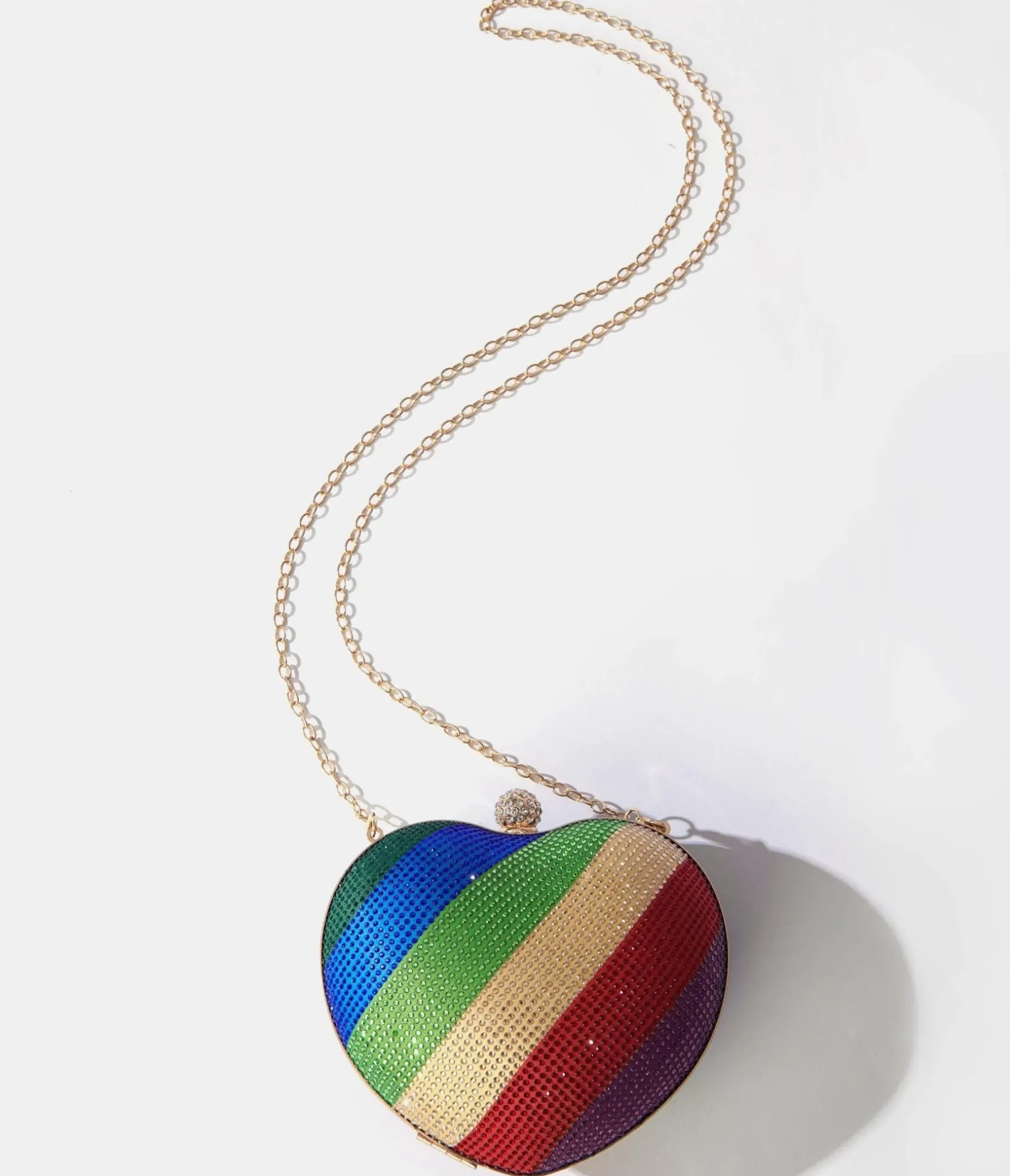 Unique Vintage Rainbow Rhinestone Heart Clutch Bag Flash Sale