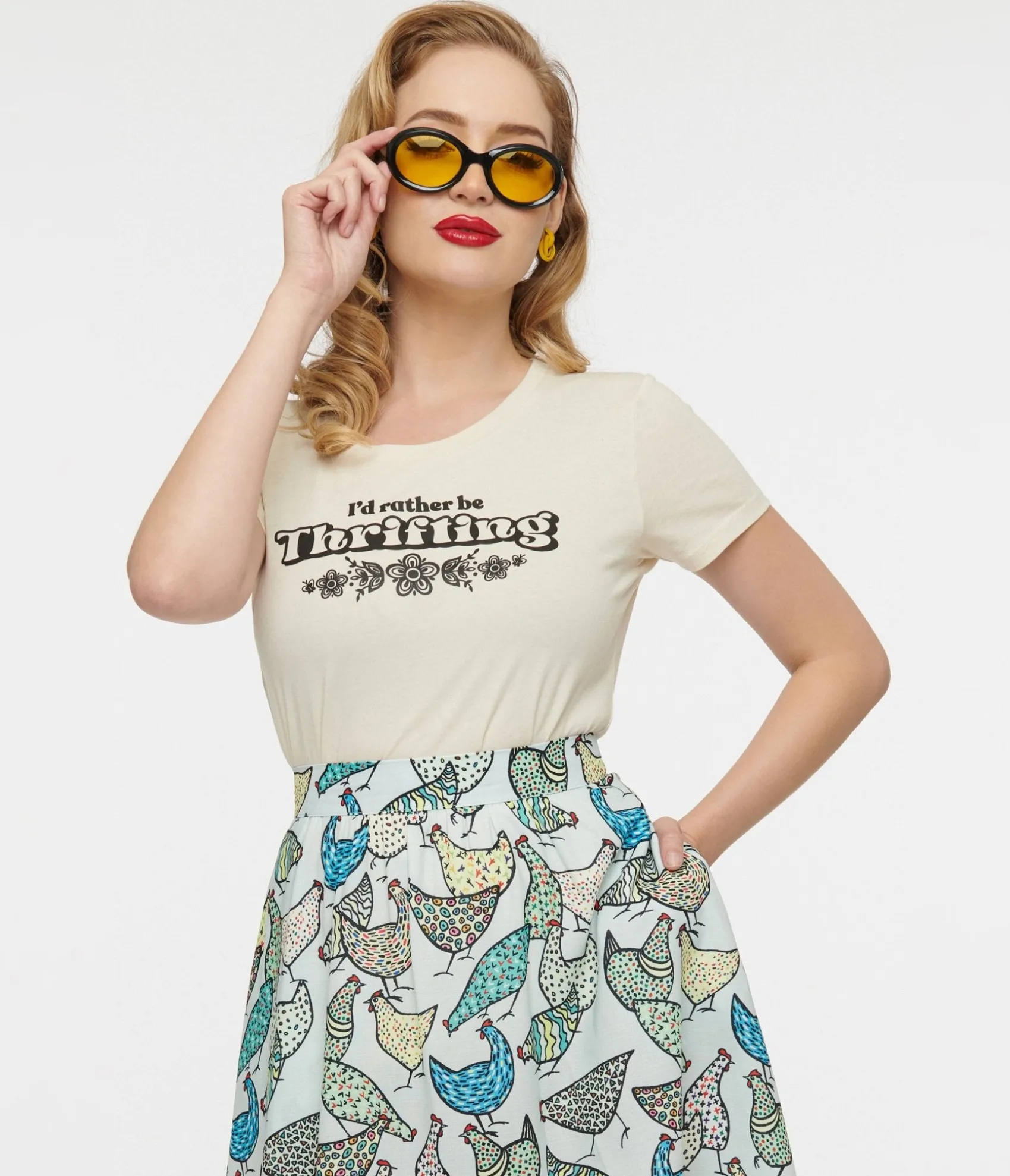 Unique Vintage Rather Be Thrifting Fitted Cotton Graphic Tee Cheap