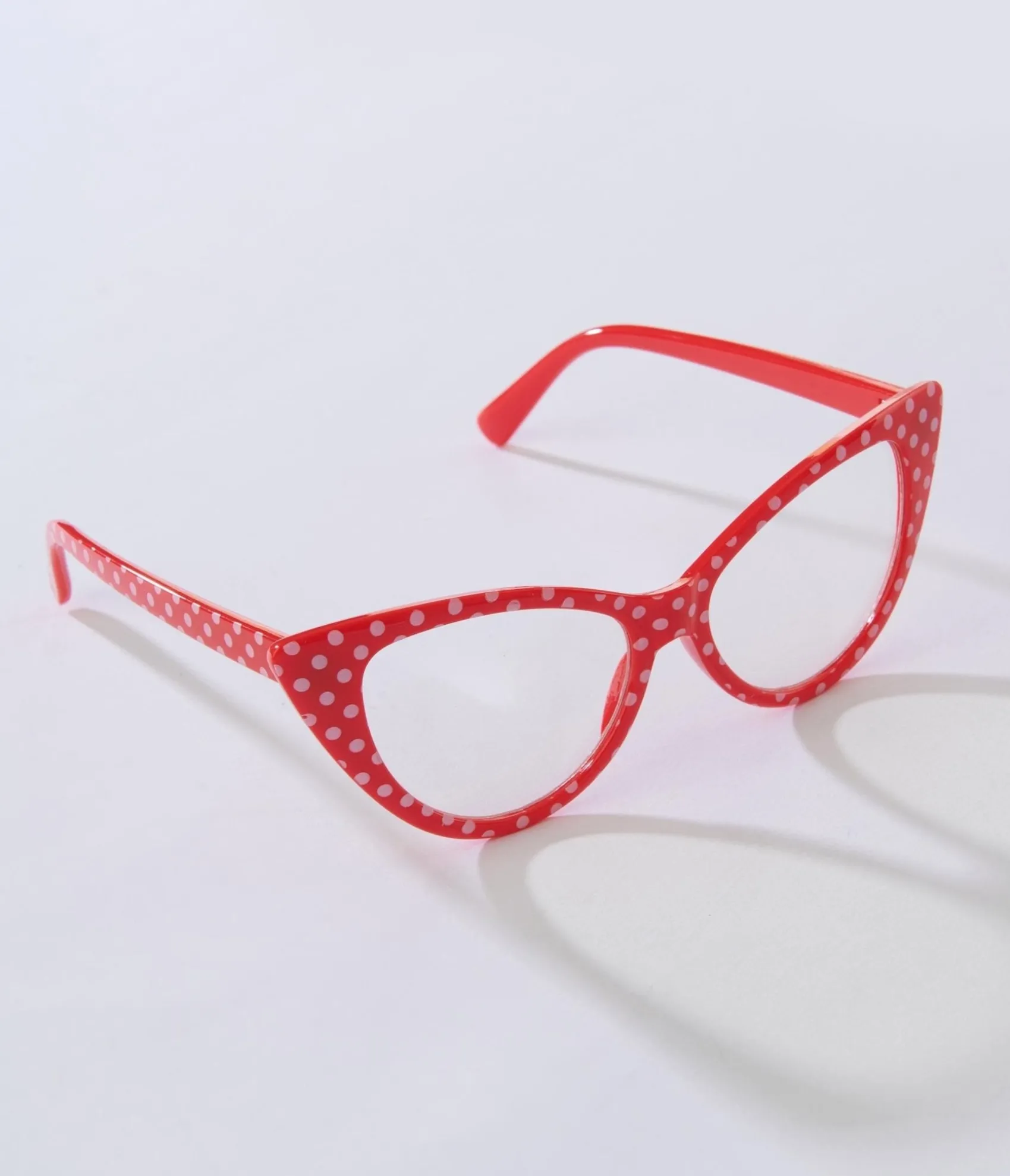 Unique Vintage Red & White Polka Dot Cat Eye Glasses Hot