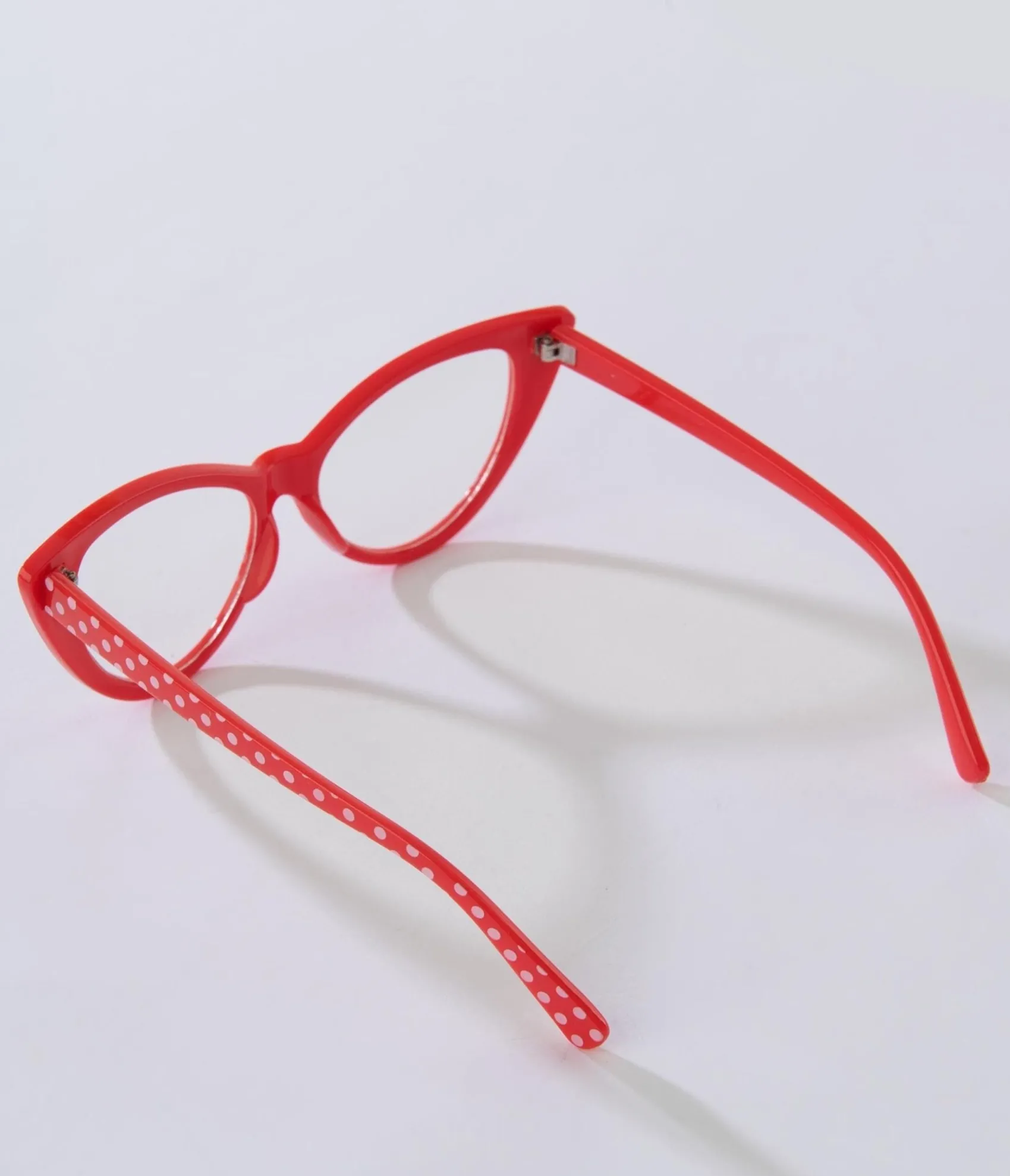 Unique Vintage Red & White Polka Dot Cat Eye Glasses Hot