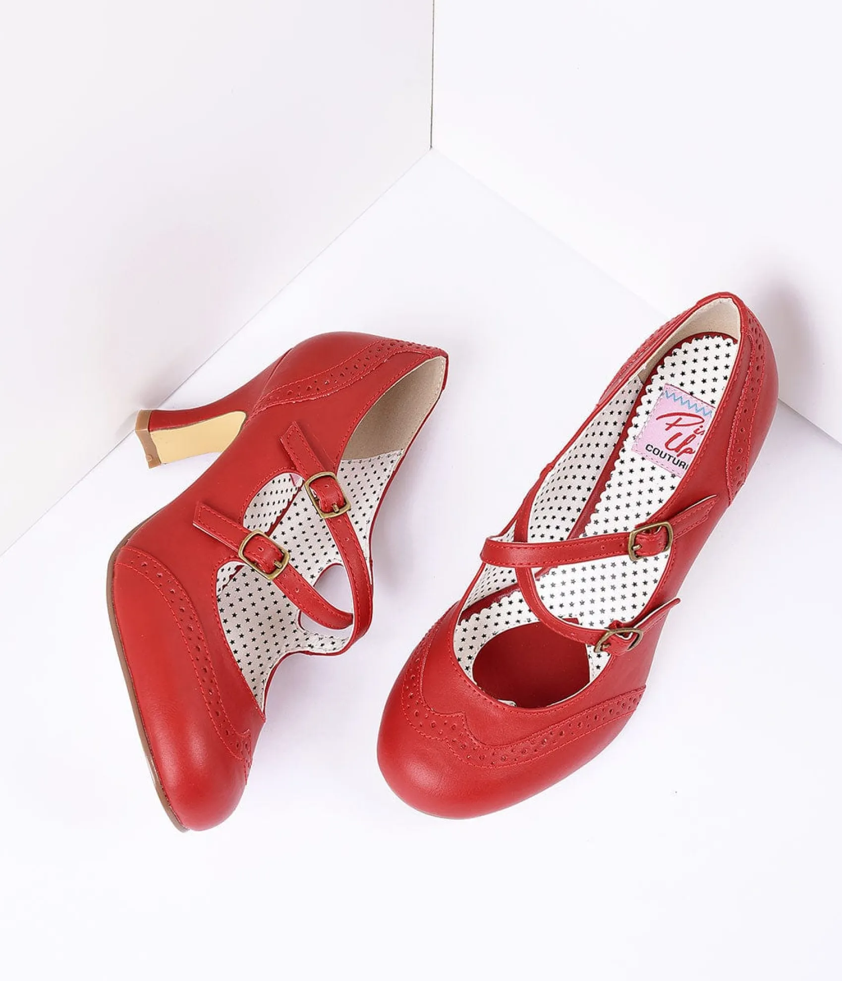 Unique Vintage Red Faux Leather Detailed Heel Cheap