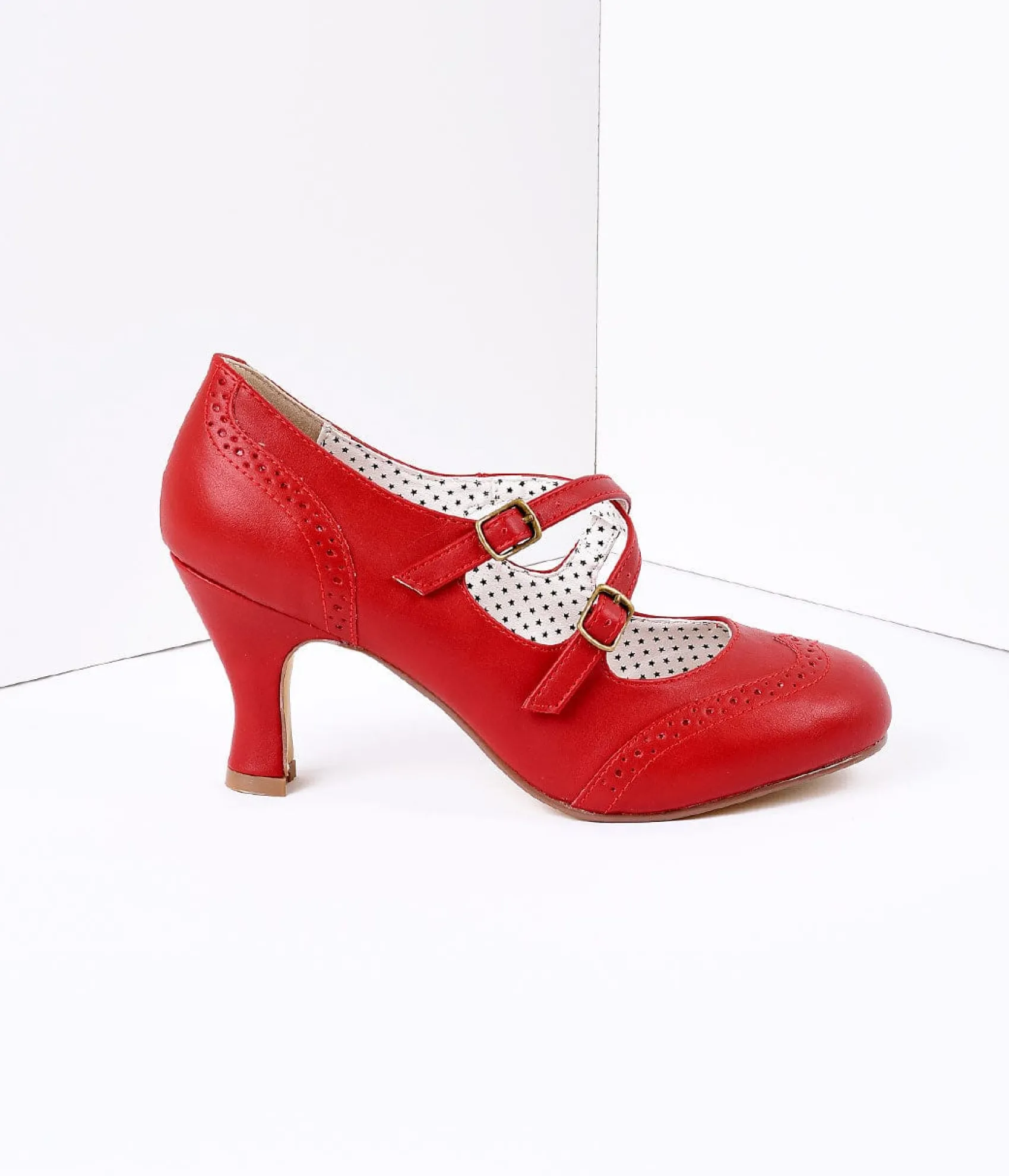 Unique Vintage Red Faux Leather Detailed Heel Cheap