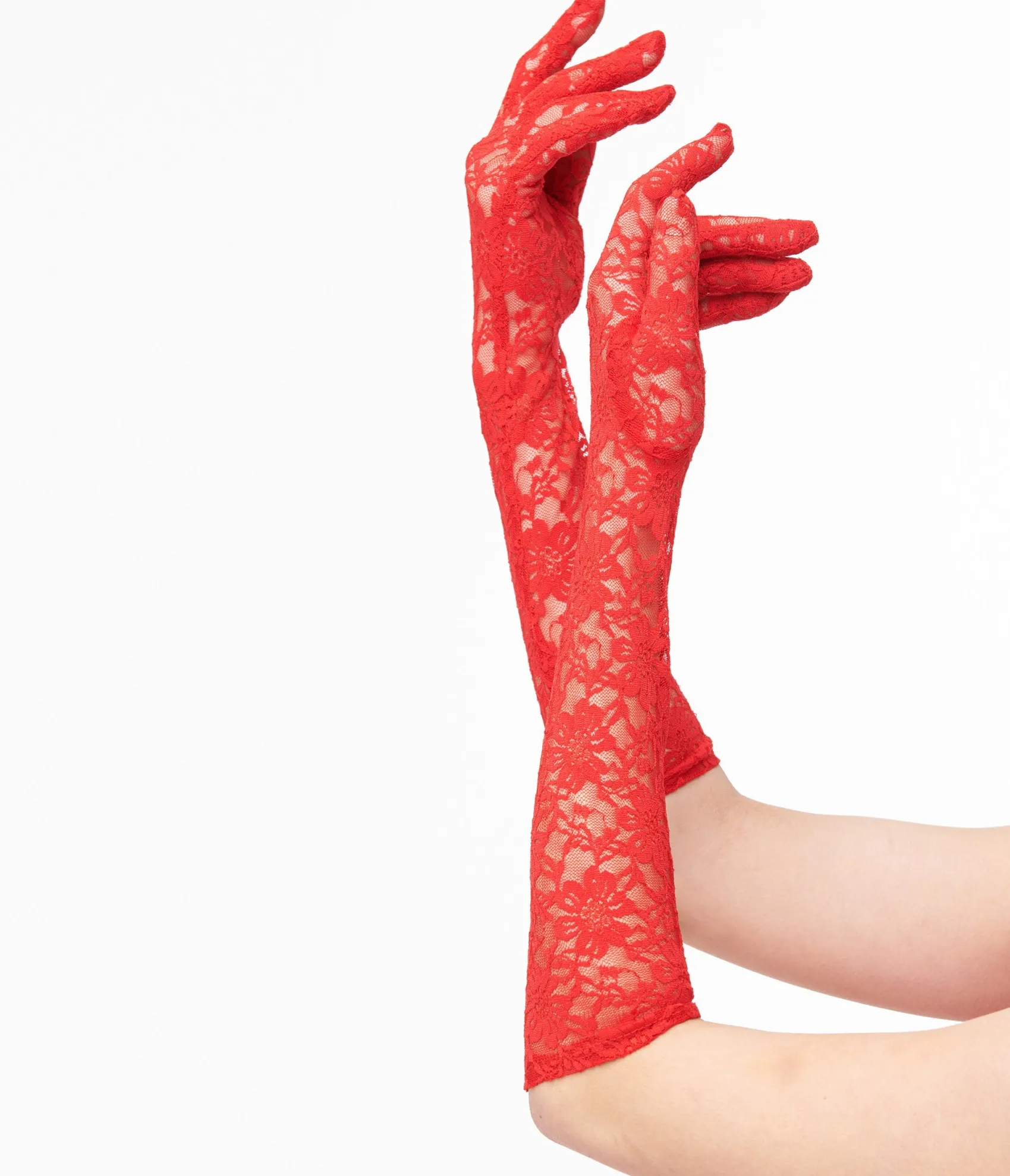 Unique Vintage Red Lace Elbow Length Gloves Cheap