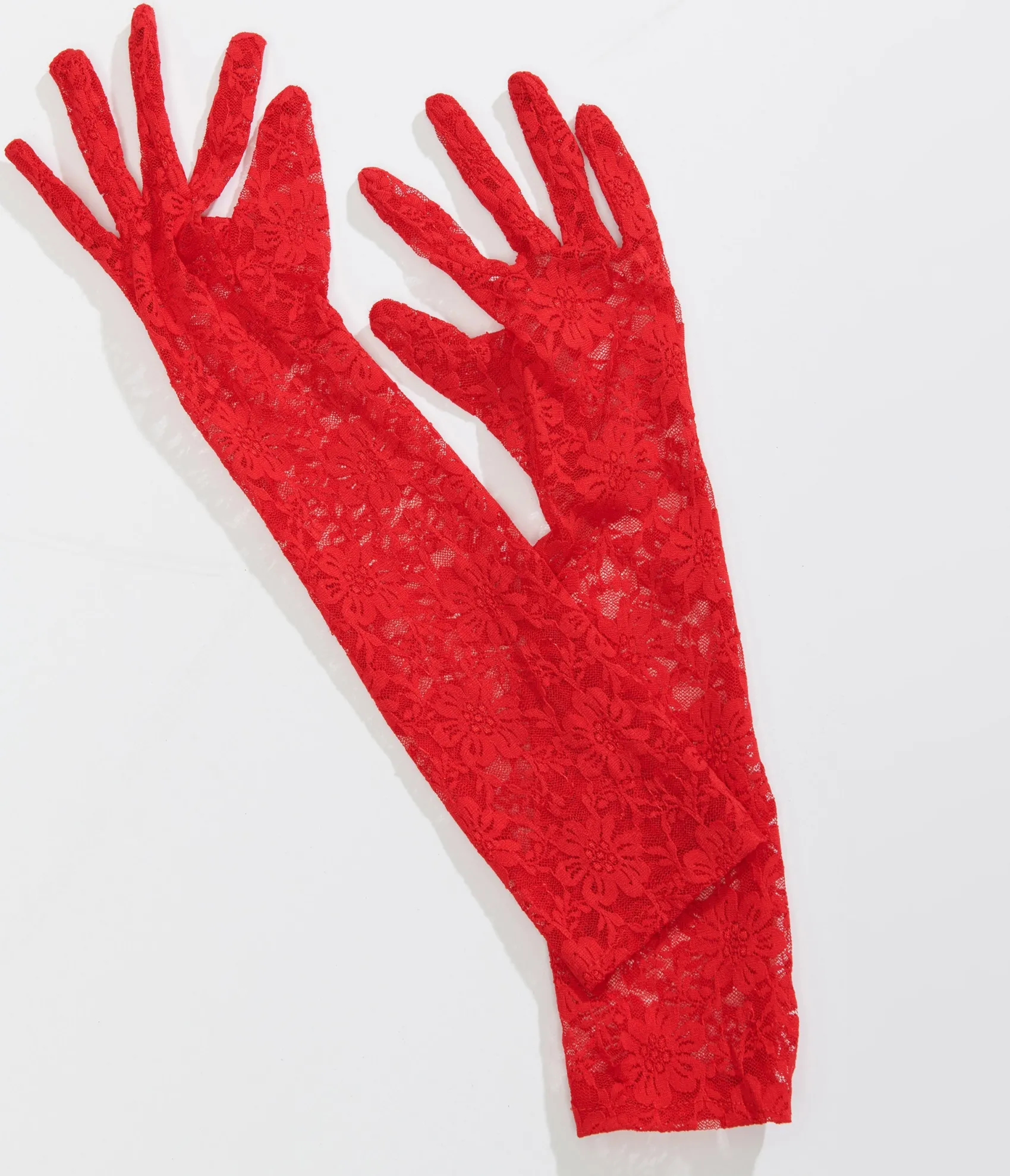 Unique Vintage Red Lace Elbow Length Gloves Cheap