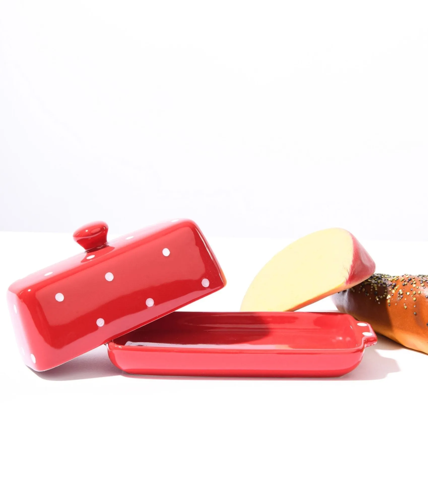 Unique Vintage Red Mushroom Polka Dot Butter Dish Best Sale