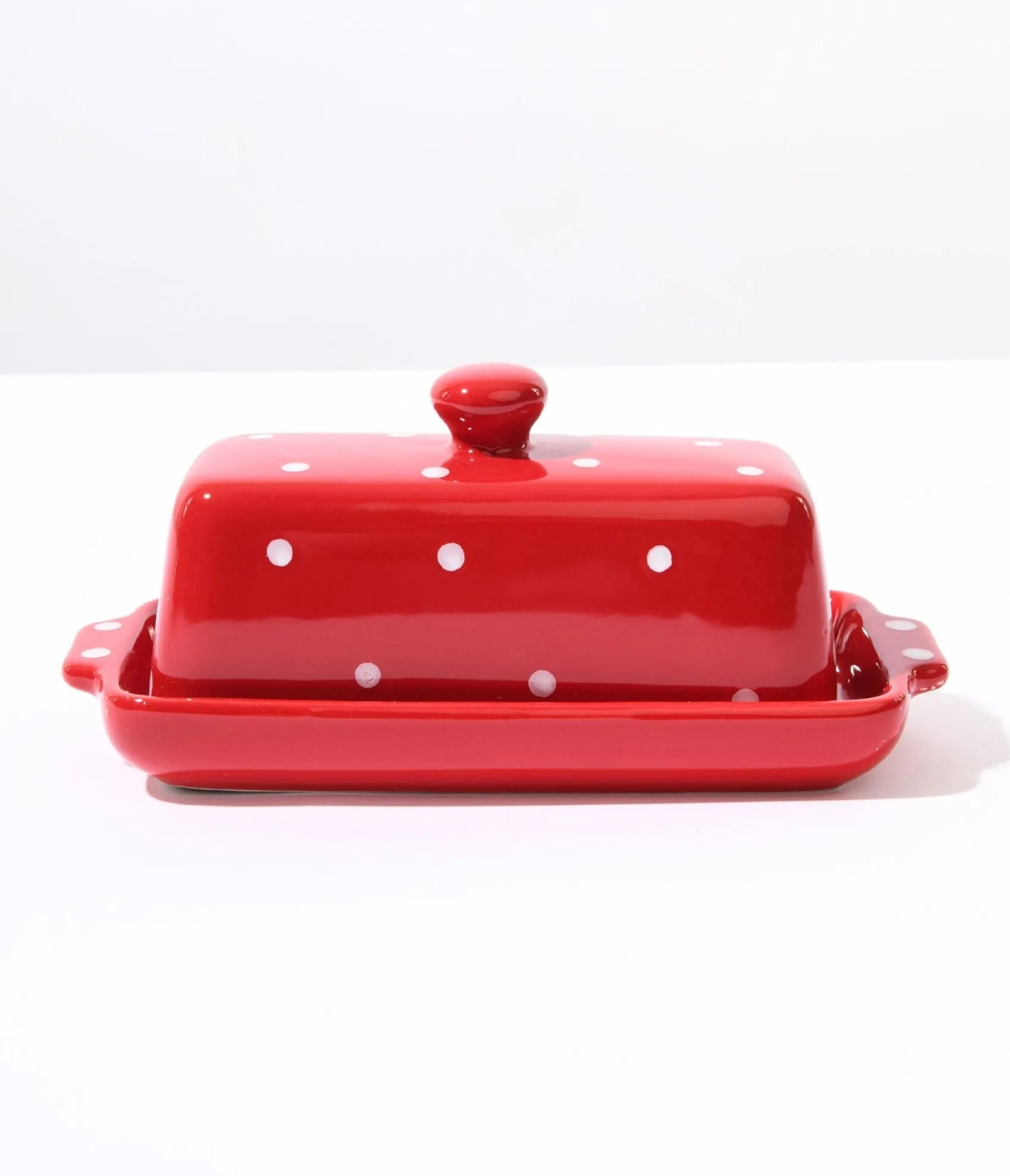 Unique Vintage Red Mushroom Polka Dot Butter Dish Best Sale