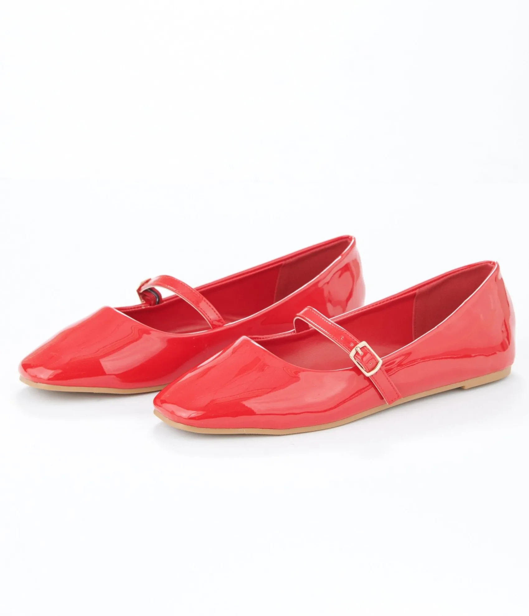 Unique Vintage Red Patent Leatherette Mary Jane Flats Discount