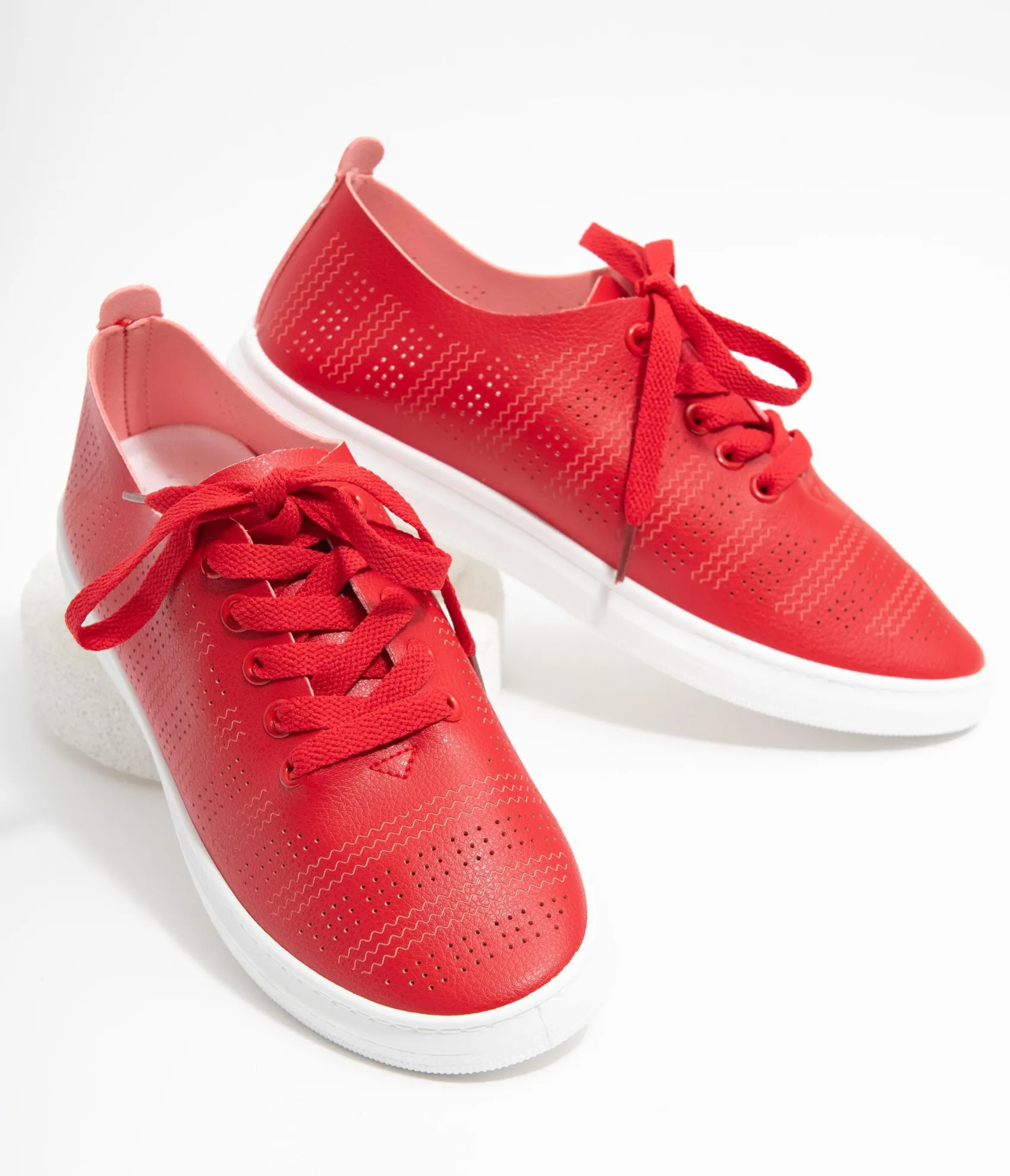Unique Vintage Red Perforated Sneakers Best