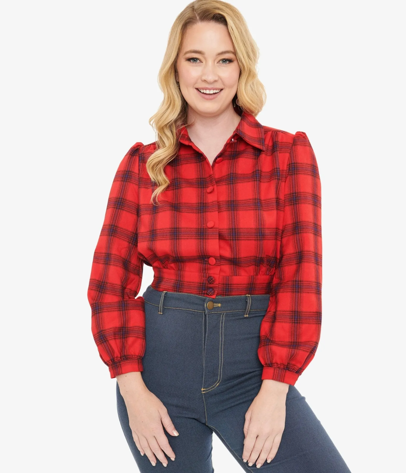 Unique Vintage Red Plaid Rosie Bomber Jacket Hot