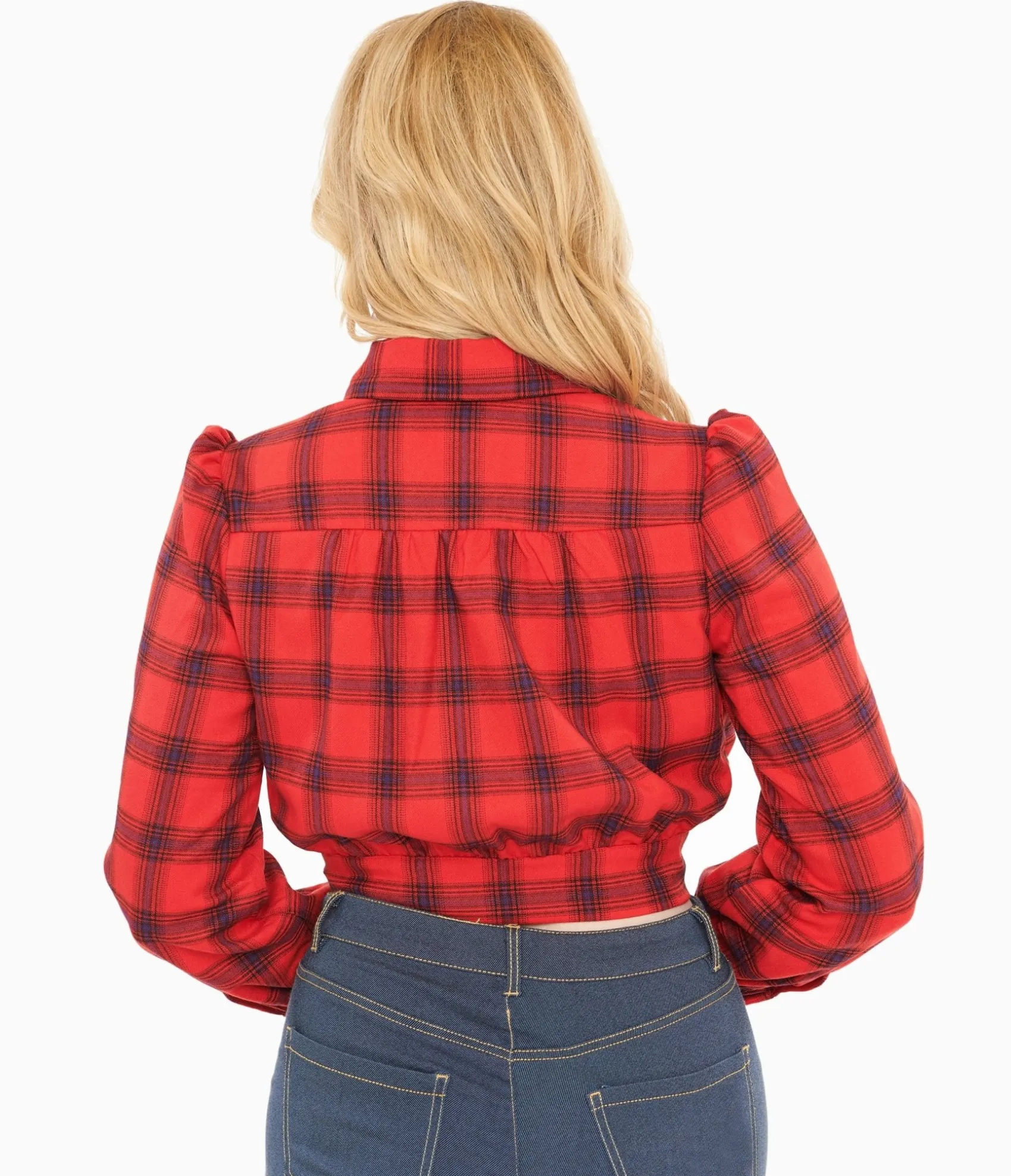 Unique Vintage Red Plaid Rosie Bomber Jacket Hot