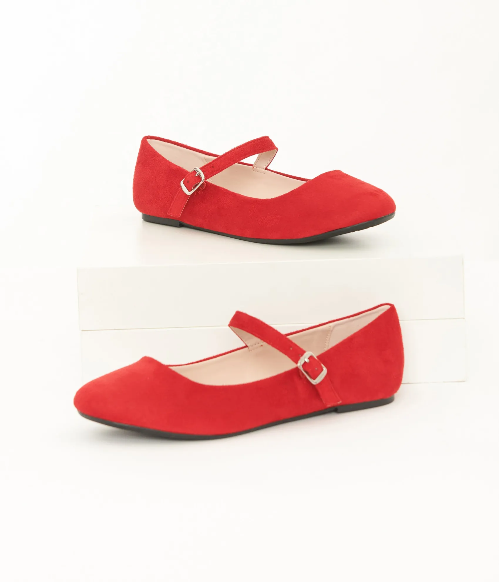 Unique Vintage Red Suede Mary Jane Flats Discount