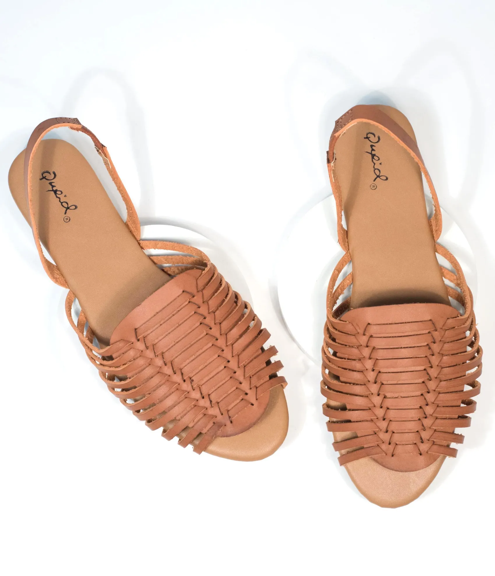 Unique Vintage Retro Brown Woven Leatherette Sandal Fashion