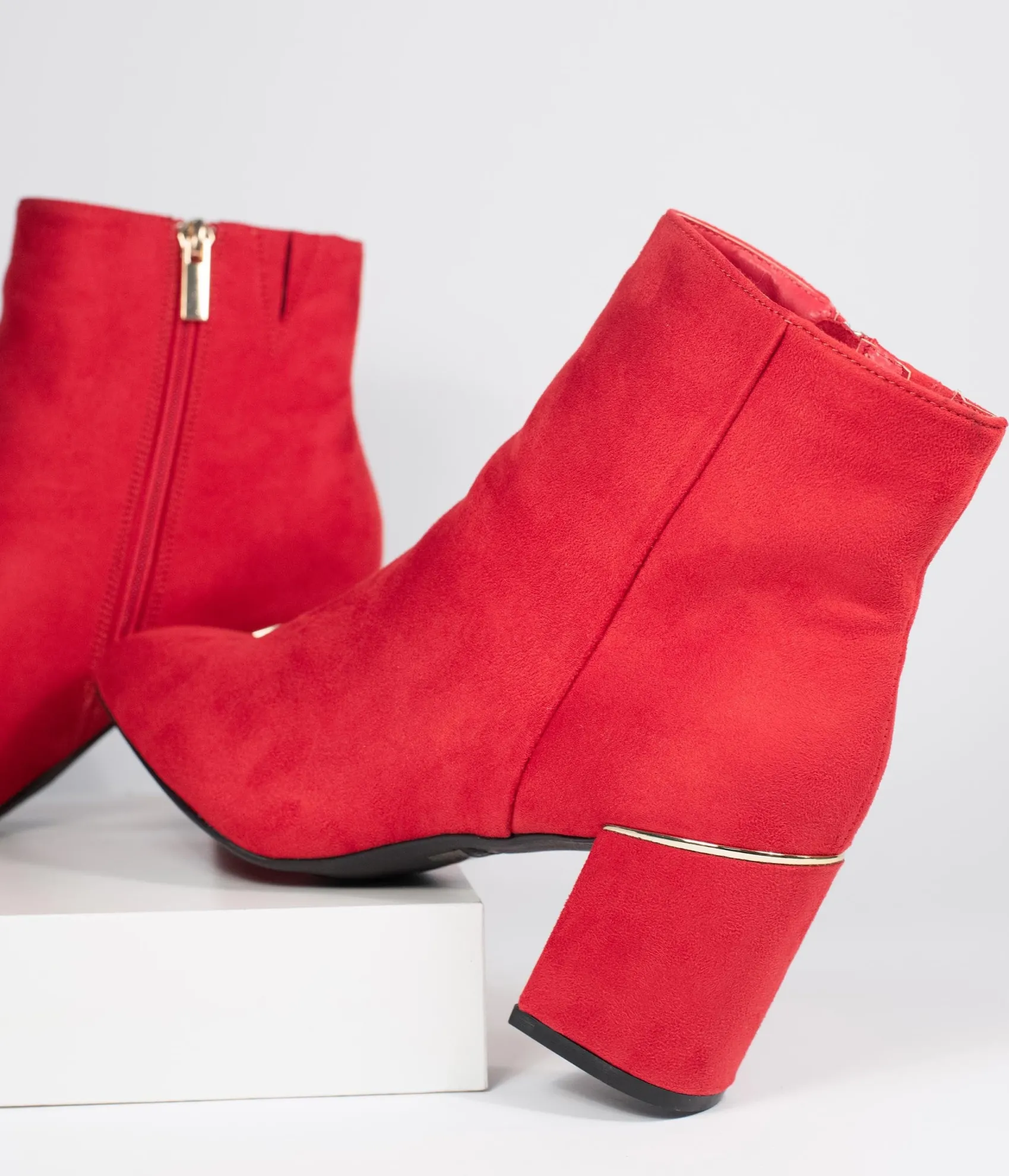 Unique Vintage Retro Style Red Suede Heel Booties Outlet