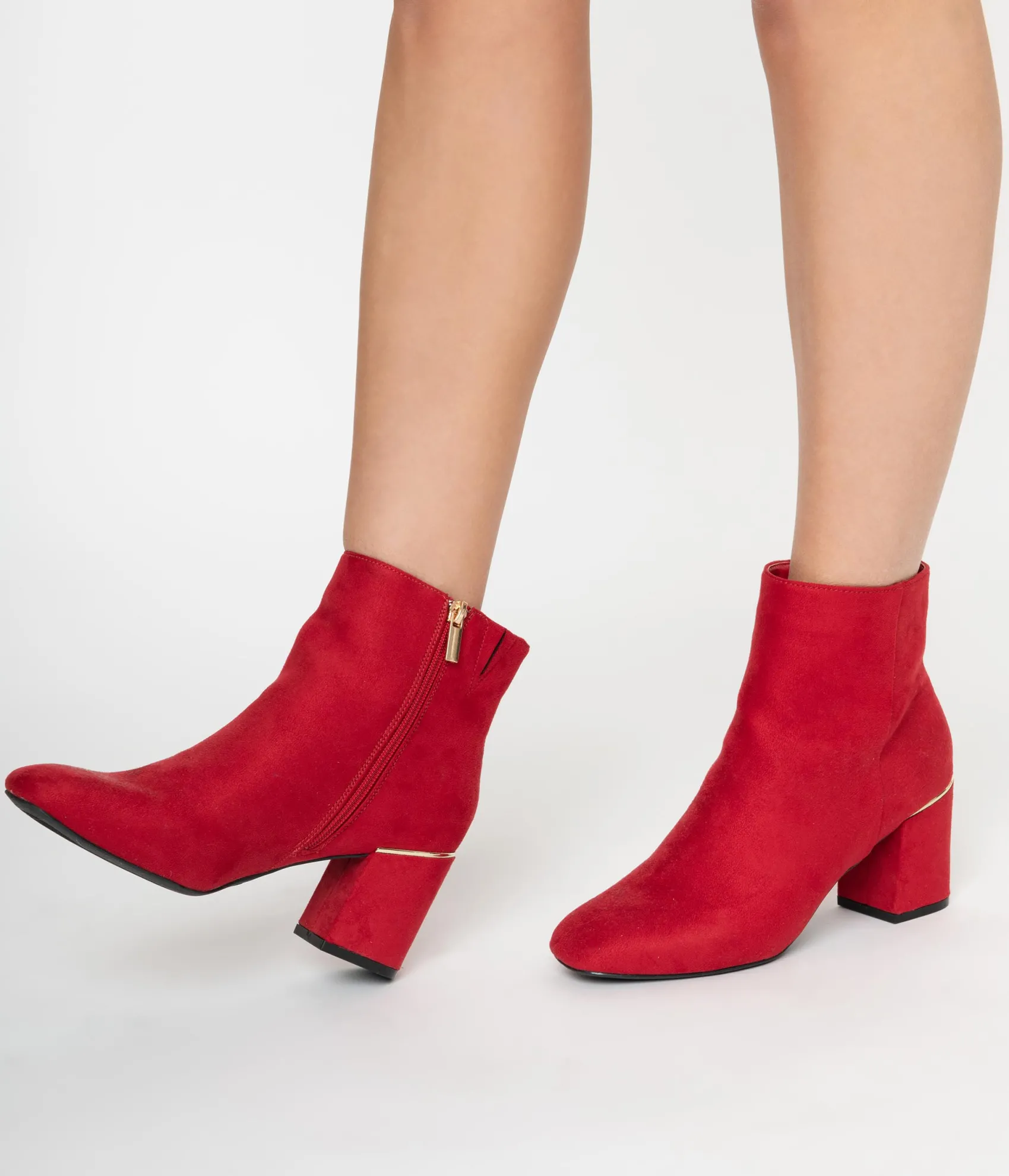 Unique Vintage Retro Style Red Suede Heel Booties Outlet