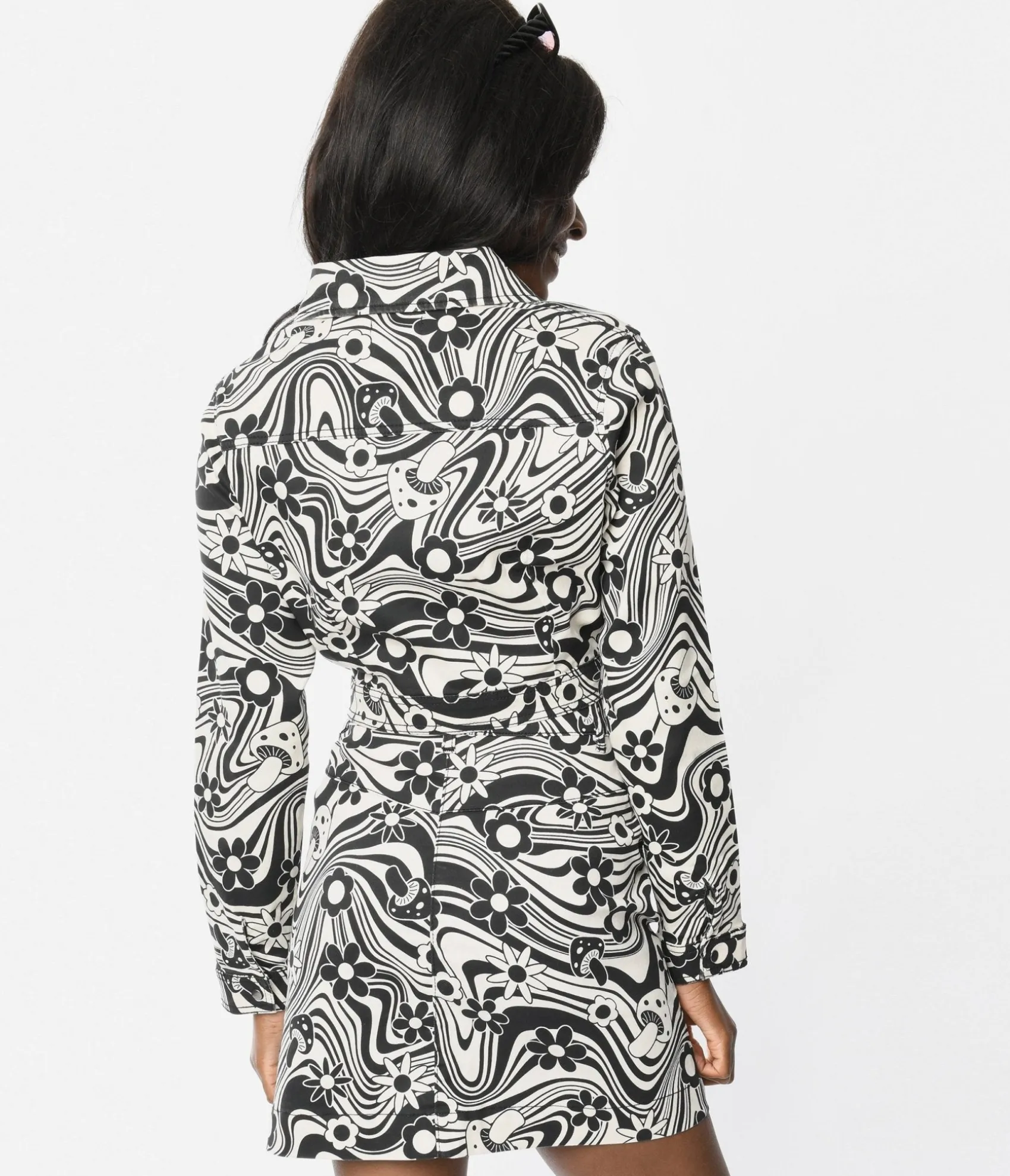 Unique Vintage Retrolicious Black & White Groovy Penny Jacket Online