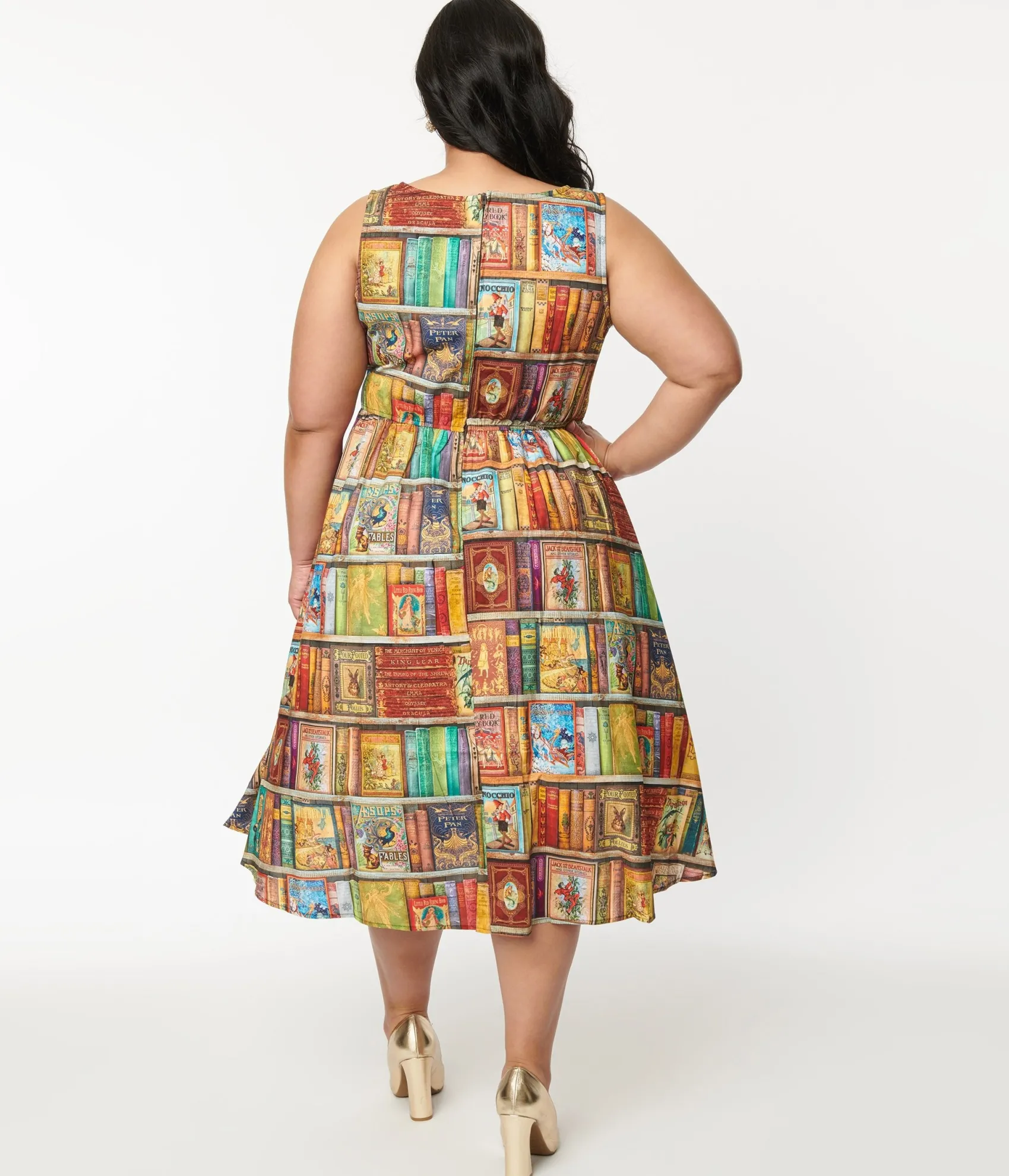 Unique Vintage Retrolicious Multicolor Fairytales Midi Dress Flash Sale