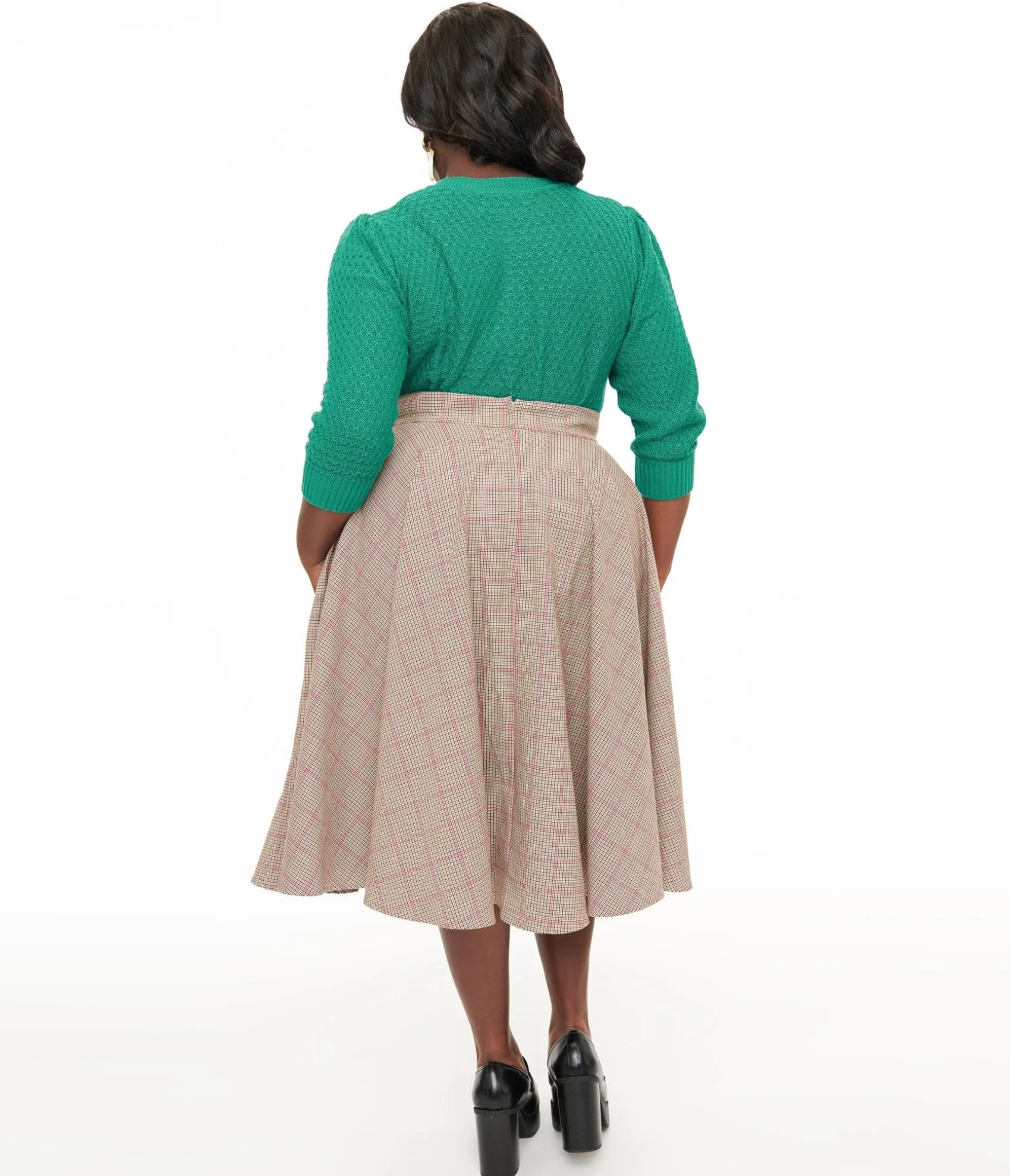 Unique Vintage Royal Monk Plus Size 1950s Pink Check Florence Swing Skirt Flash Sale