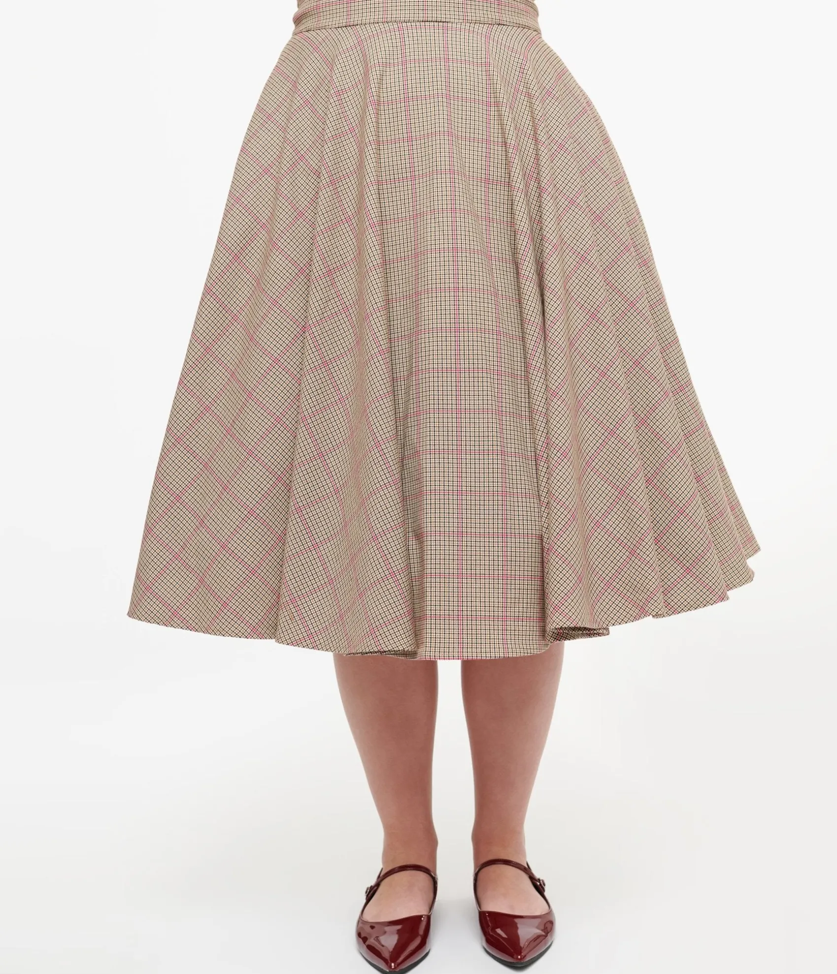 Unique Vintage Royal Monk 1950s Pink Check Florence Swing Skirt Flash Sale