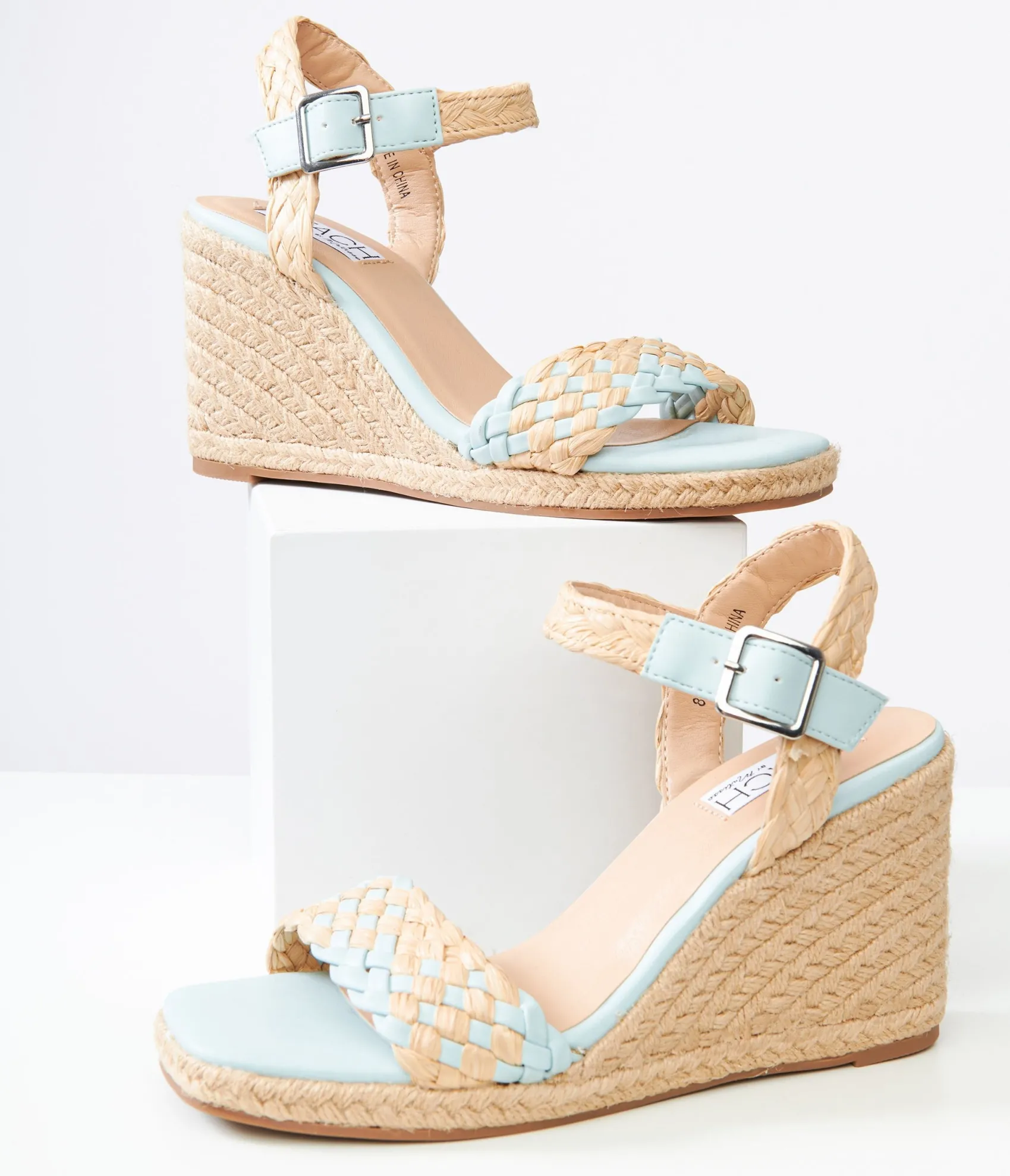 Unique Vintage 1970s Aqua Getty Wedge Sandals Shop