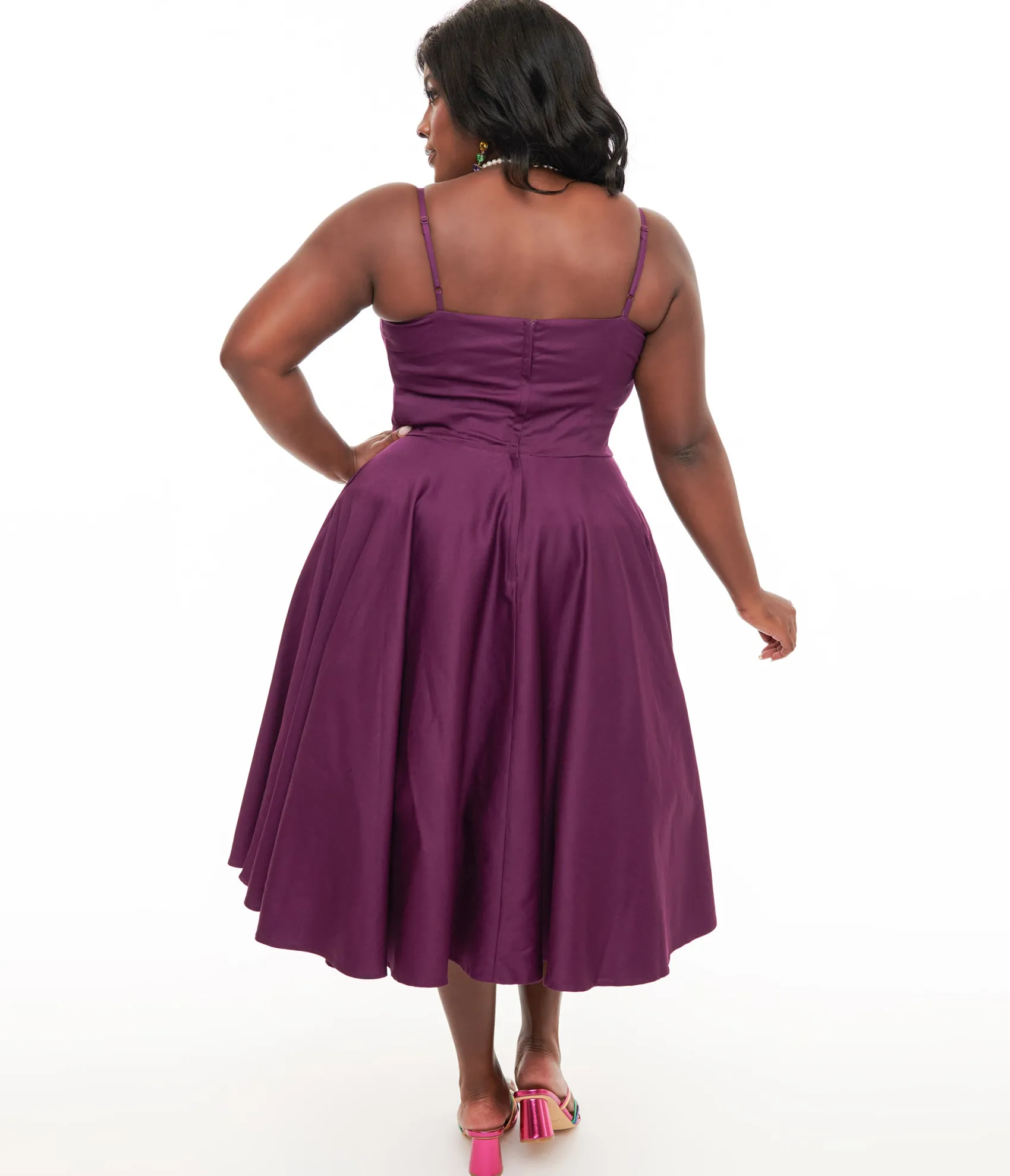 Unique Vintage 1950s Aubergine Peggy Swing Dress Discount