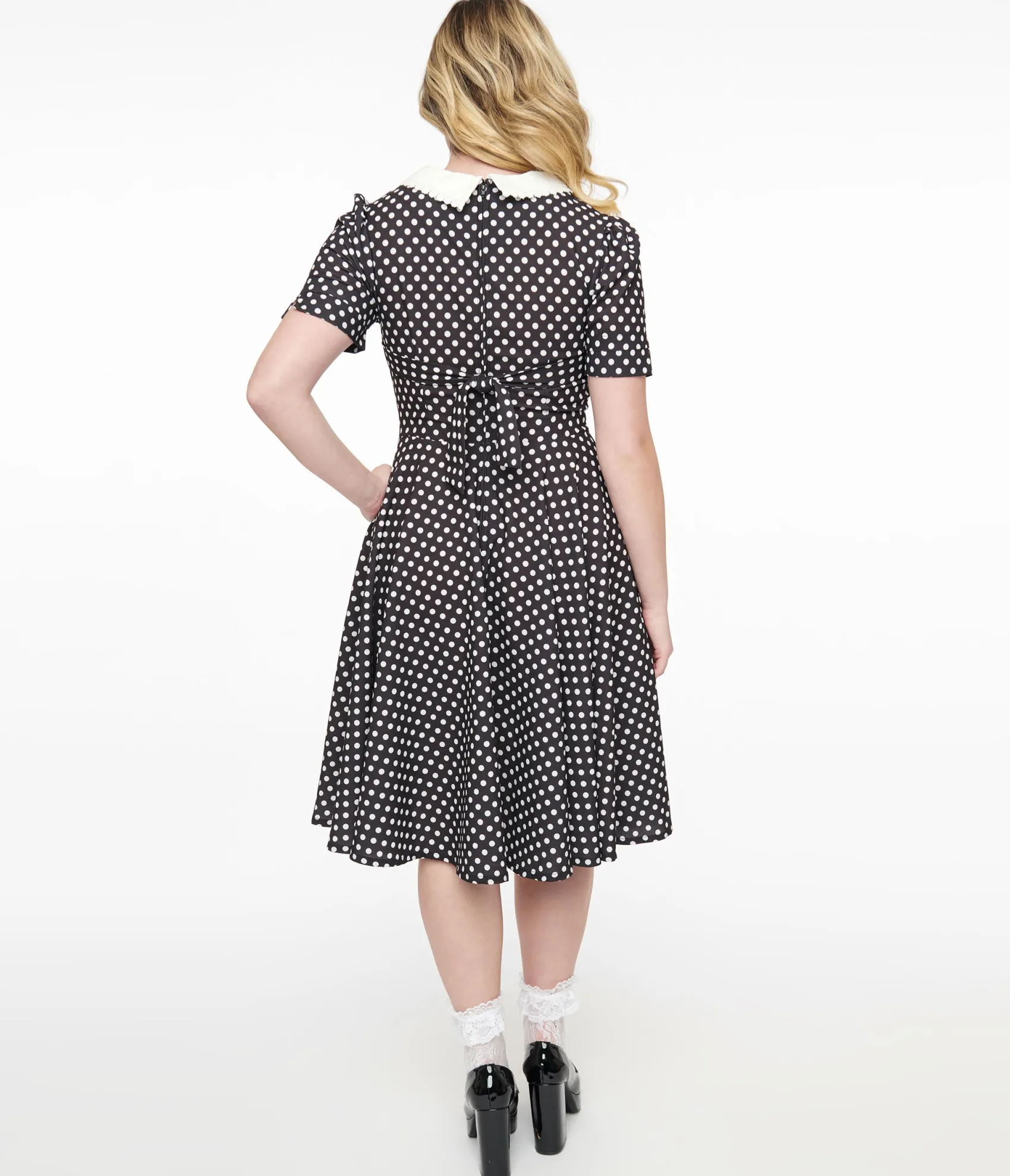Unique Vintage 1950s Black & White Polka Dot Brielle Swing Dress Shop