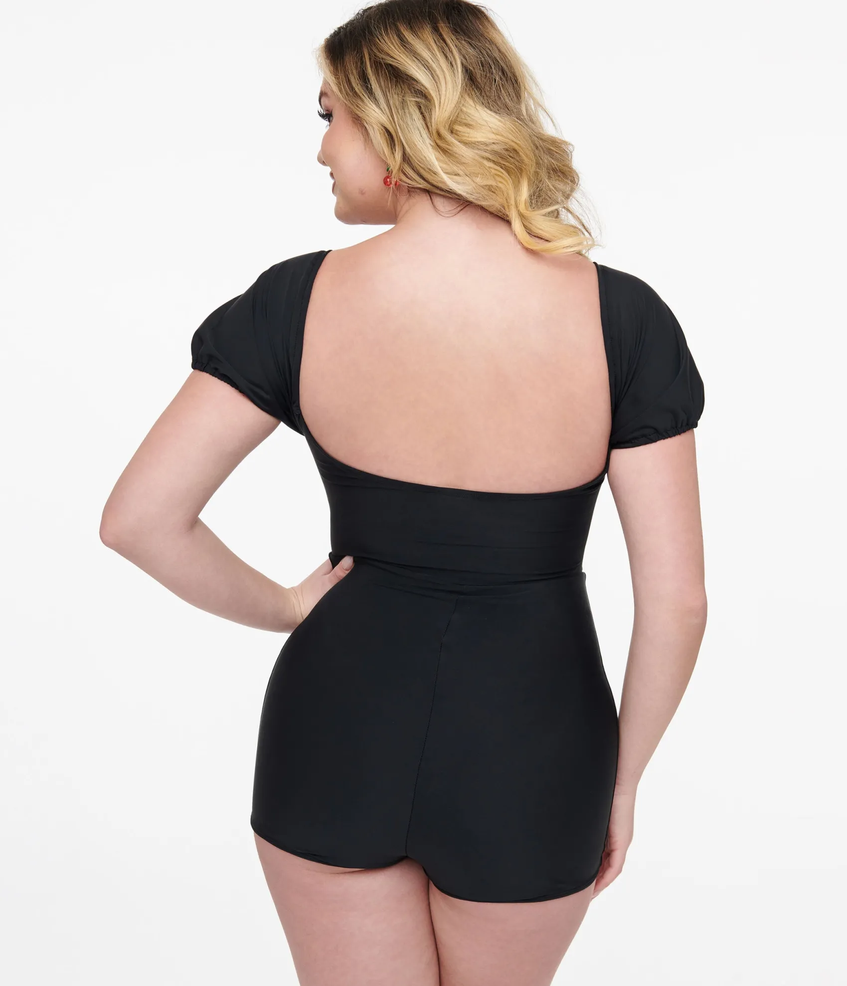 Unique Vintage 1950s Black Bow Romper Swimsuit Discount