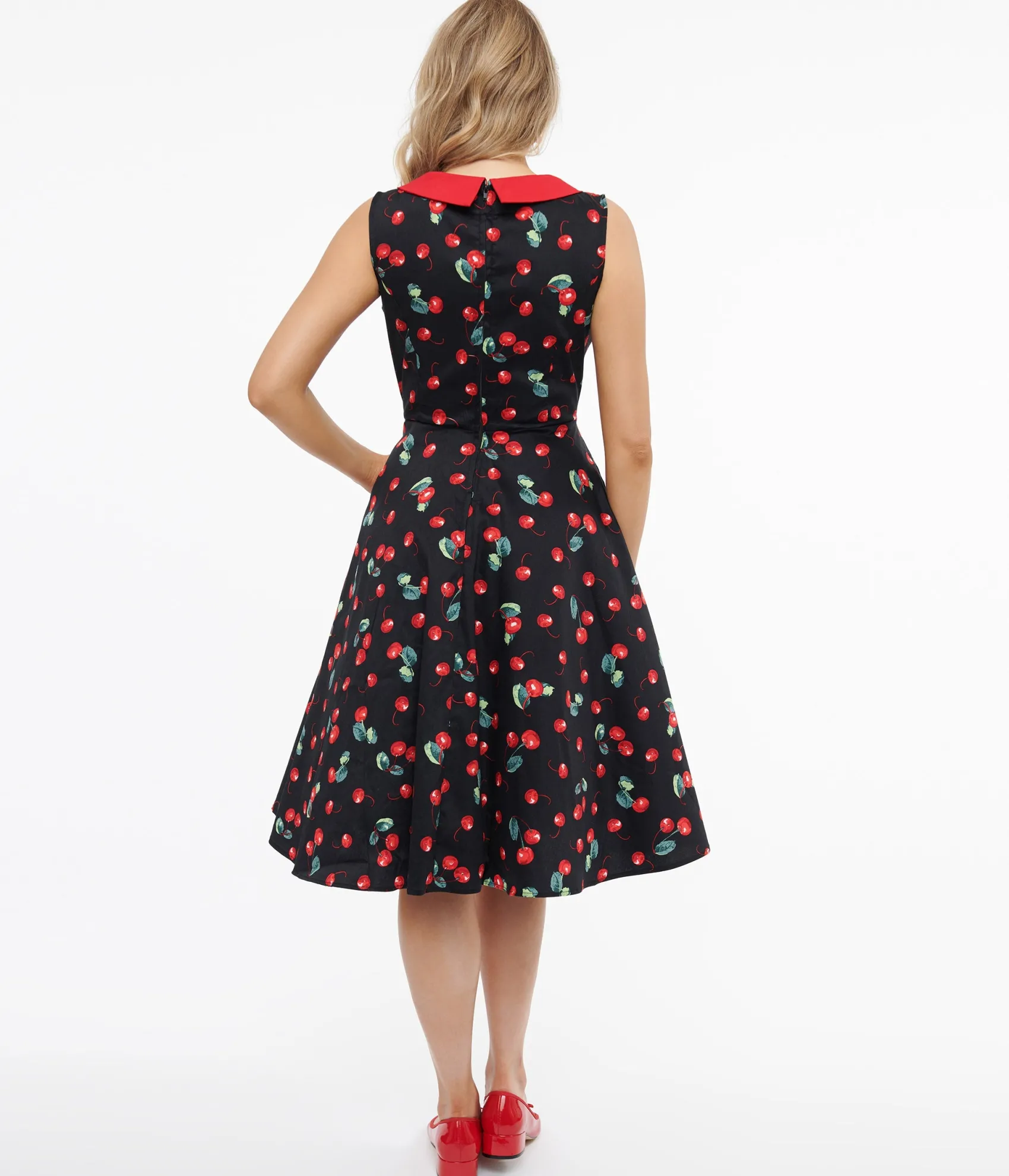 Unique Vintage 1950s Black Cherry Cotton Swing Dress Cheap