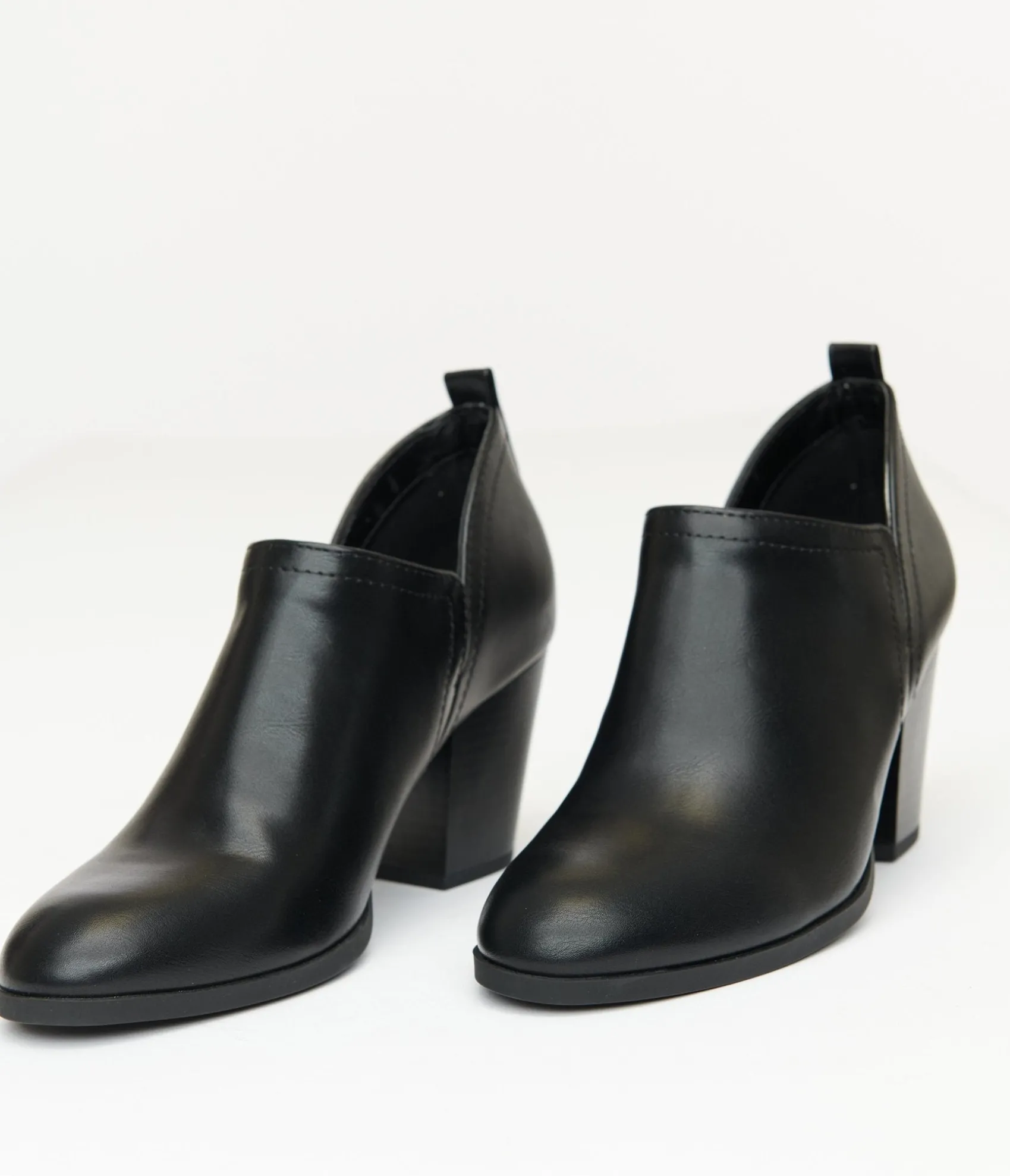 Unique Vintage 1970s Black Leatherette Ankle Booties Cheap