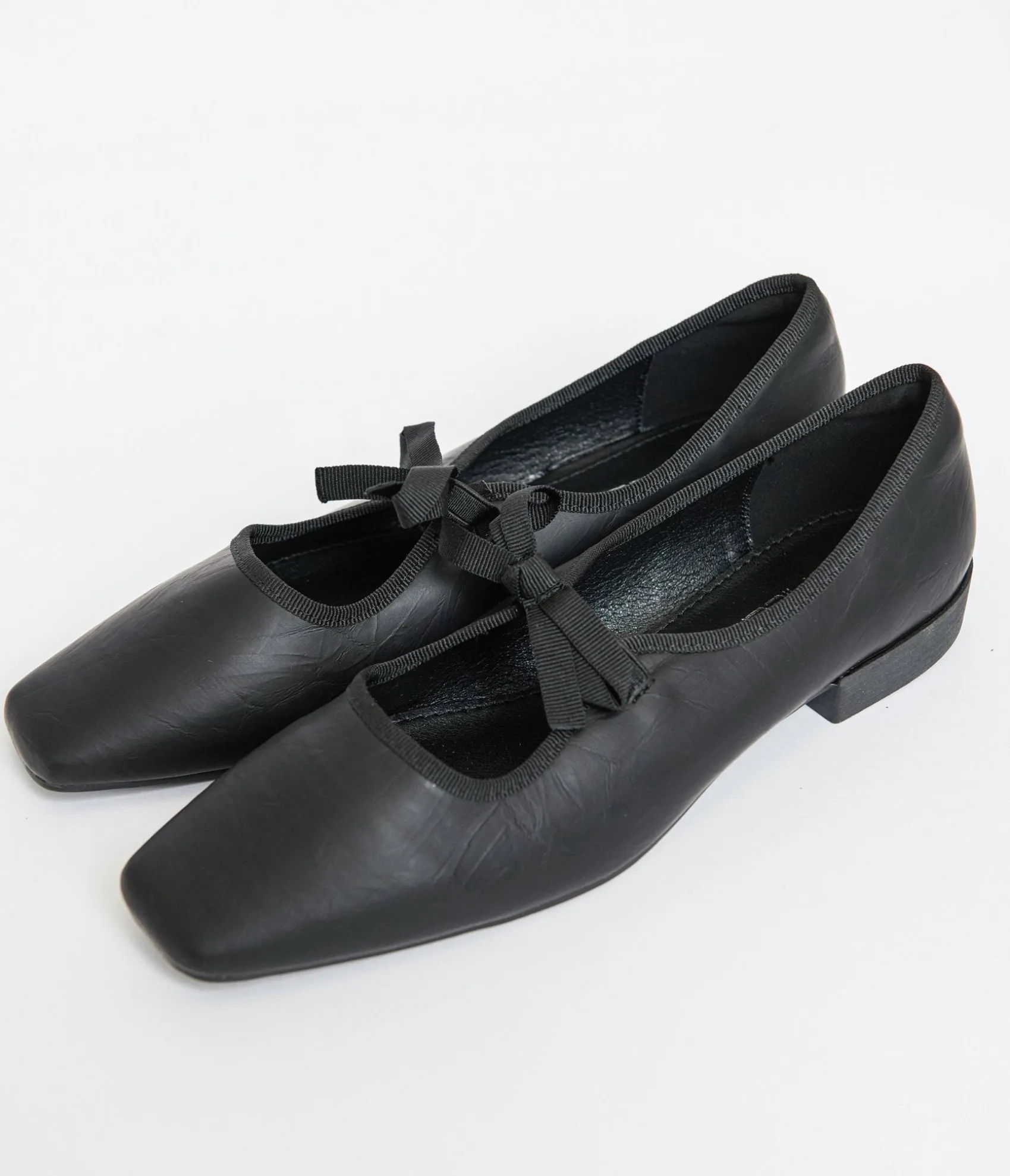 Unique Vintage 1960s Black Leatherette Bow Strap Flats Sale
