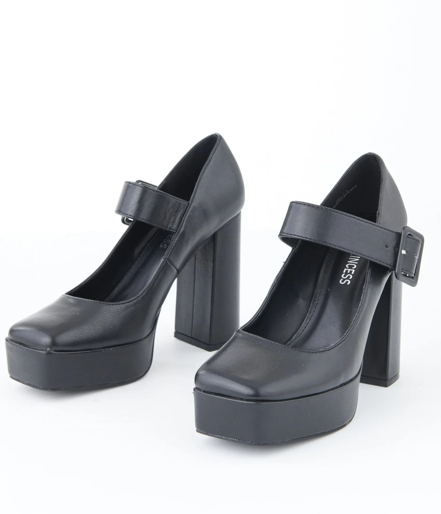 Unique Vintage 1970s Black Leatherette Platform Mary Jane Heels Fashion