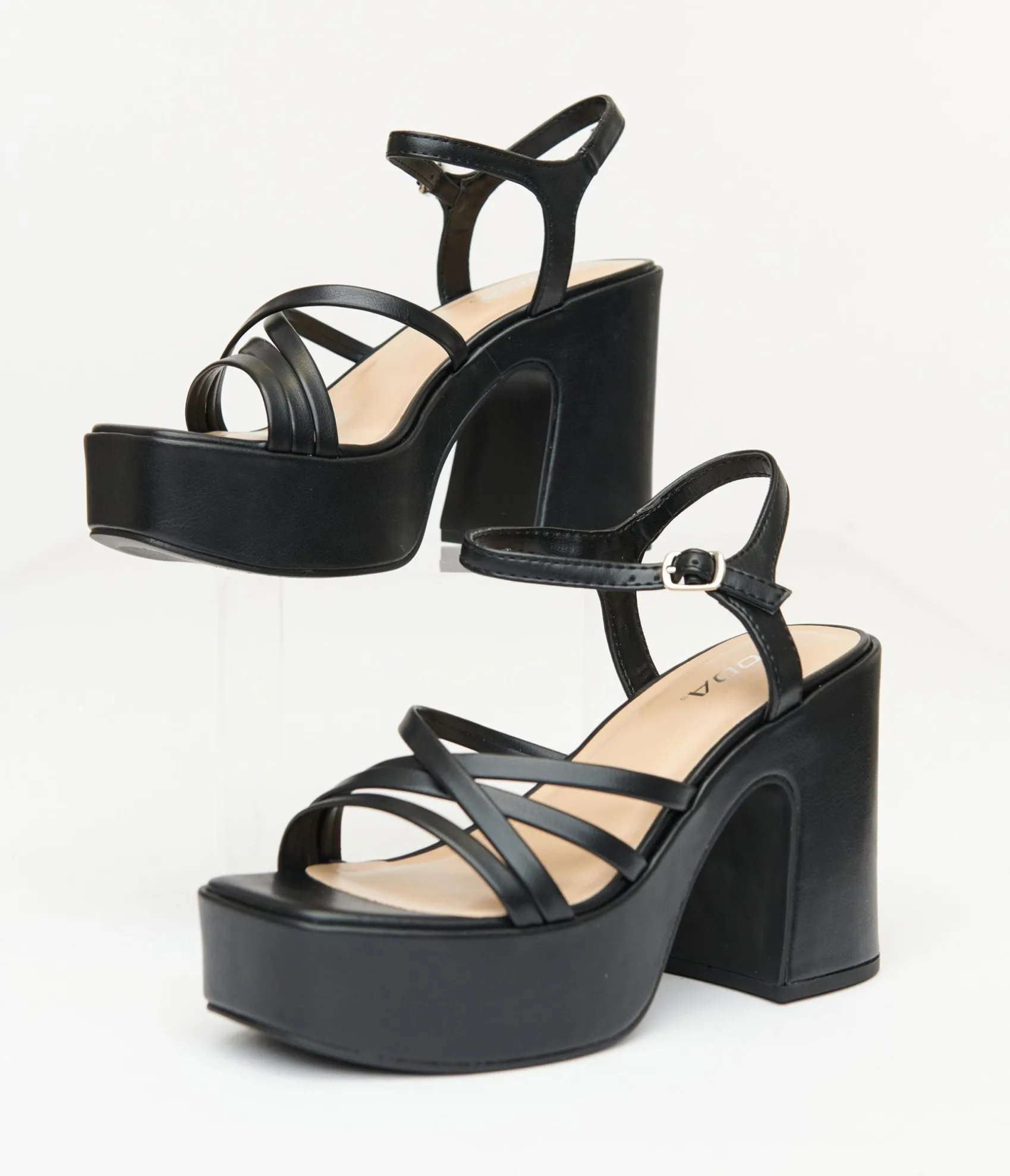 Unique Vintage 1970s Black Leatherette Platform Sandals Best