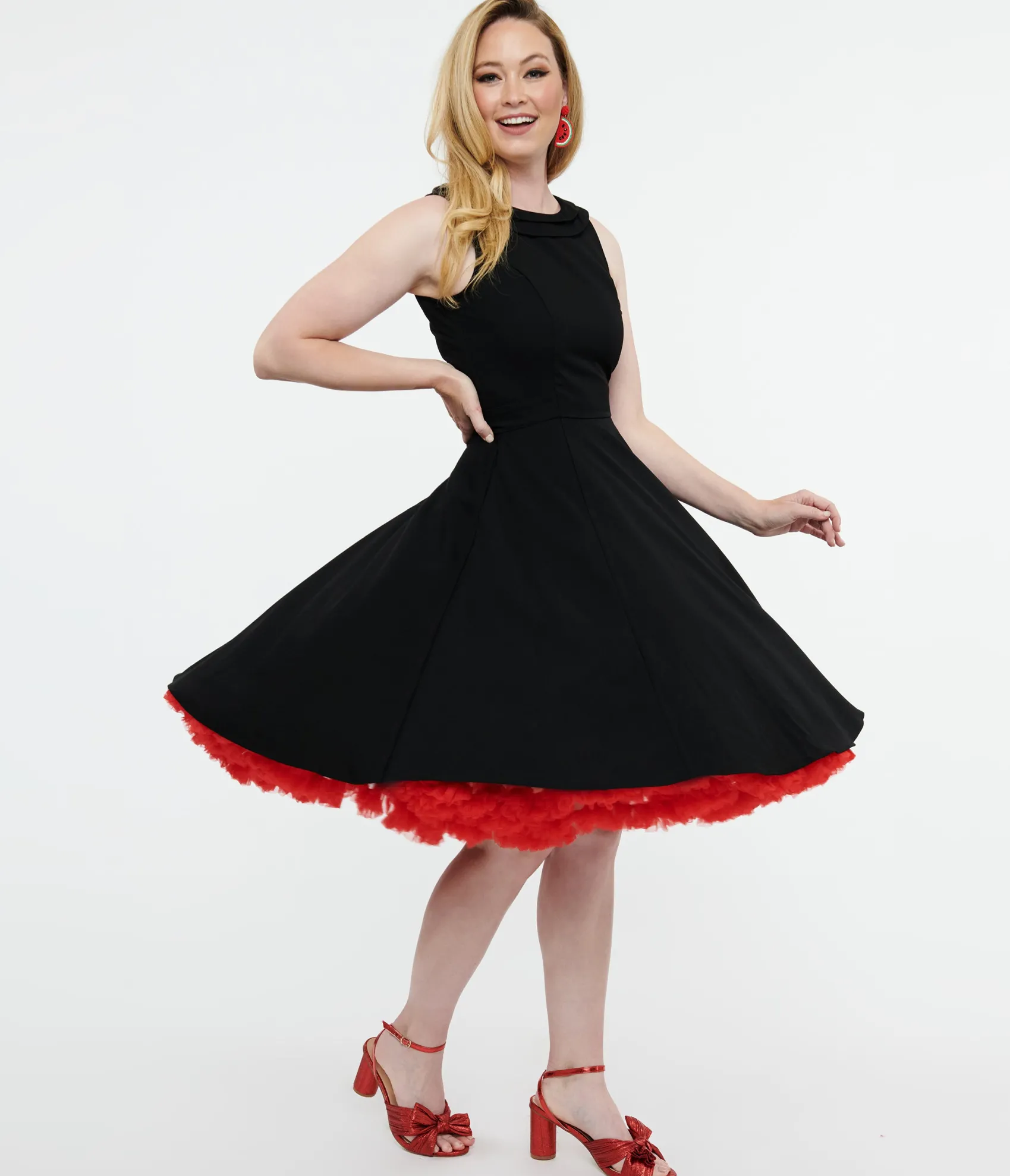 Unique Vintage 1950s Black Swing Dress New