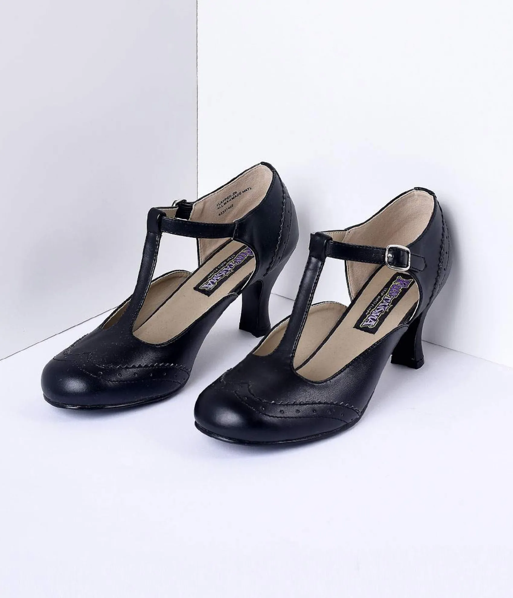 Unique Vintage 1920s Black T-Strap Mary Jane Heels Hot