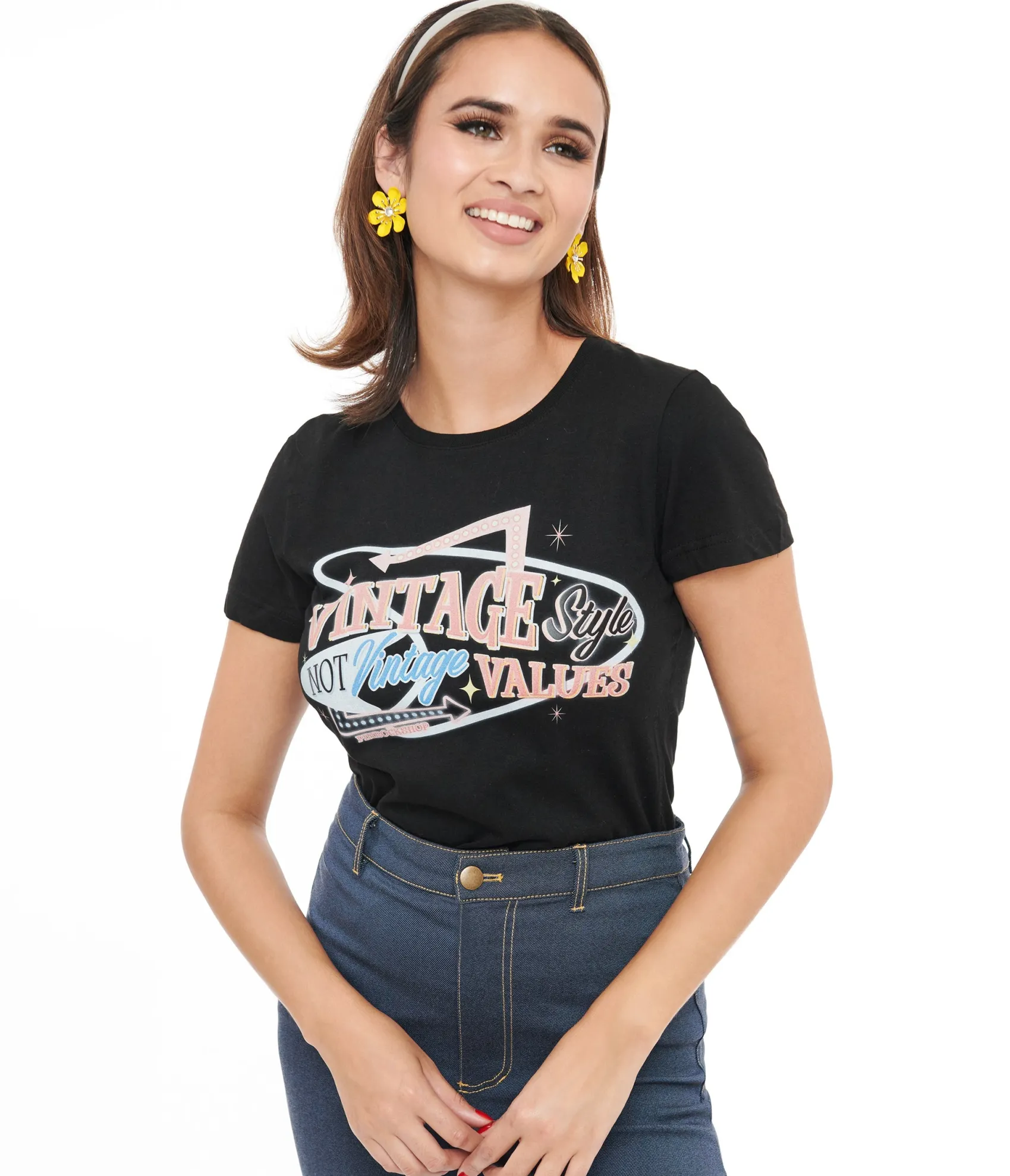 Unique Vintage 1950s Black Vintage Style Not Vintage Values Fitted Graphic Tee Cheap