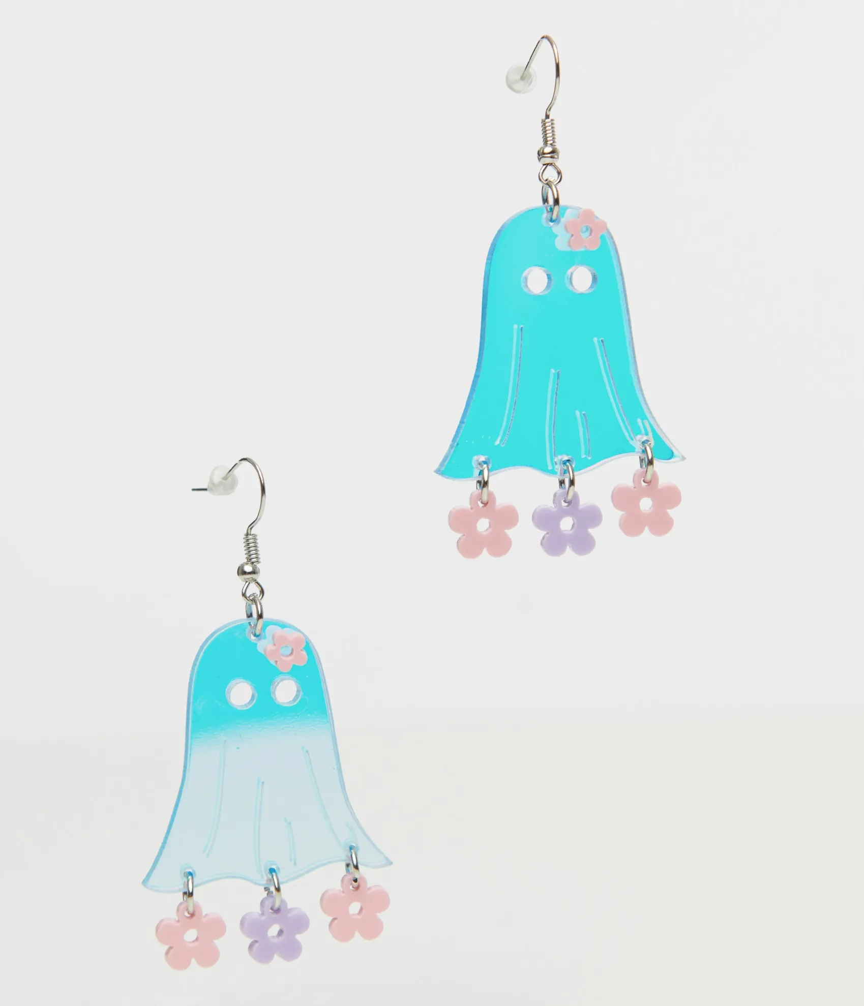 Unique Vintage 1960s Blue Groovy Ghost Flower Power Earrings Discount